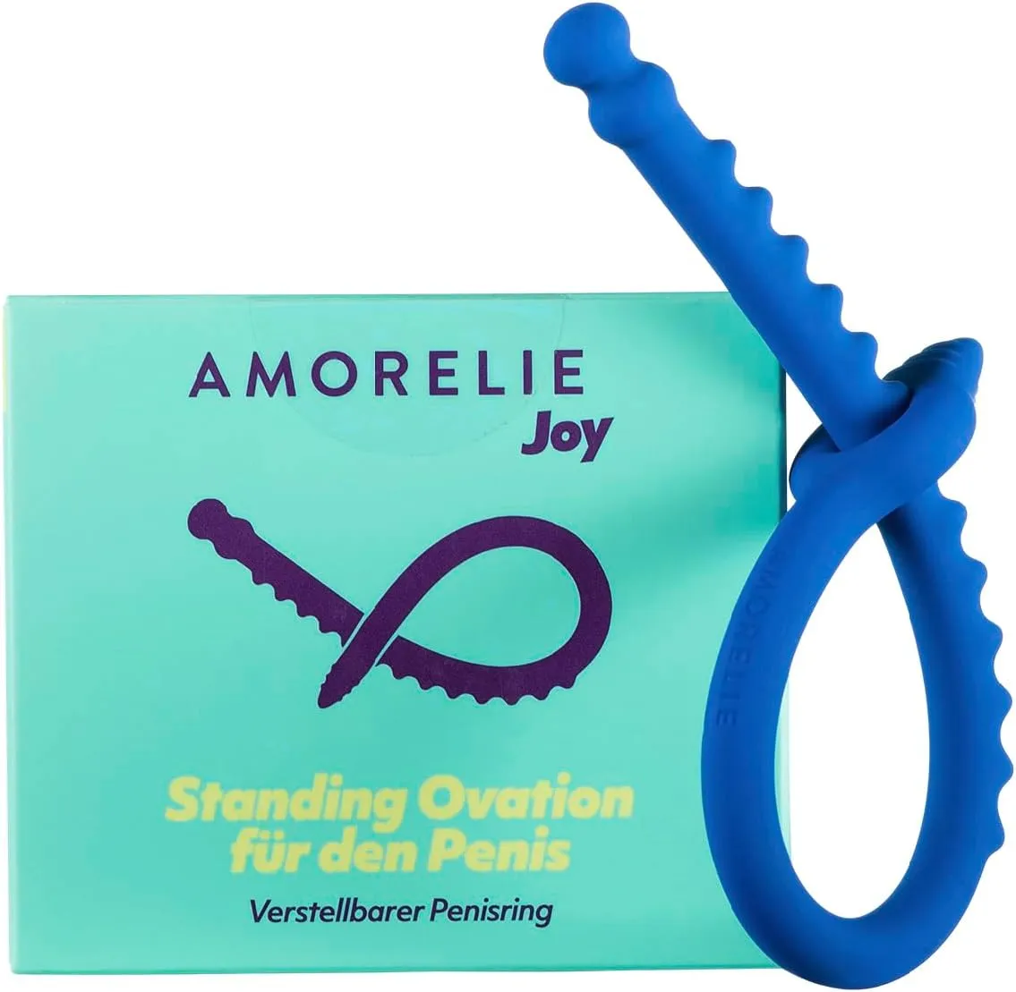 Bild von AMORELIE Joy Sway flexibler Penisring aus blauem Silikon