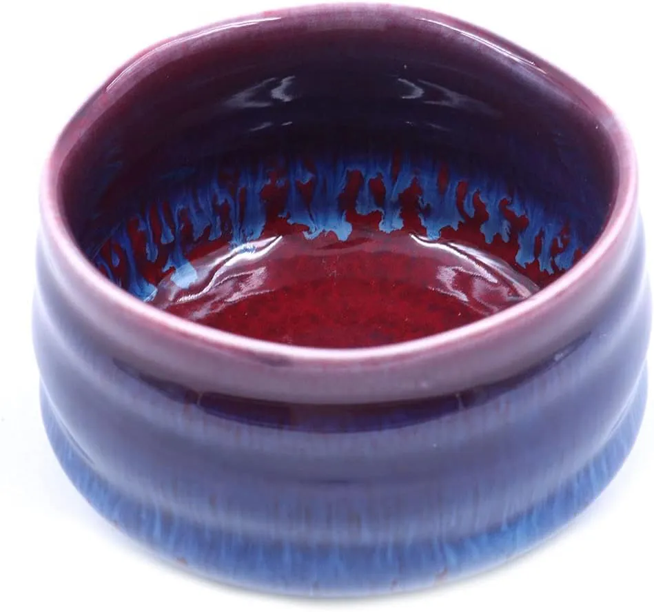 Bild von ANCLLO handgefertigte japanische Matcha-Schale Chawan mit lila roter Glasur