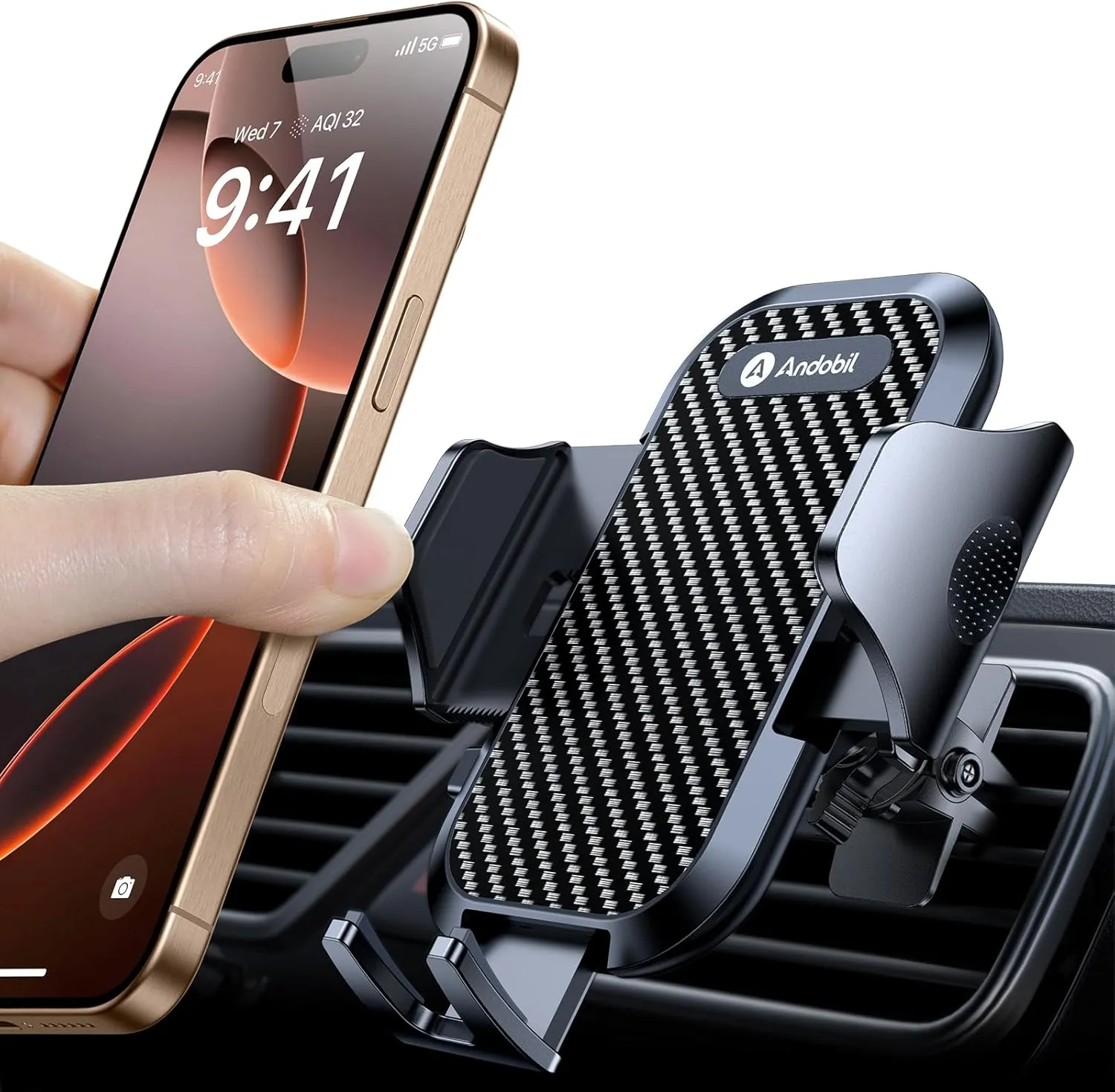 Bild von andobil Auto Handyhalterung für Lüftung mit 360 Grad Drehung, kompatibel mit iPhone 16 Pro Max und Galaxy S24 Ultra