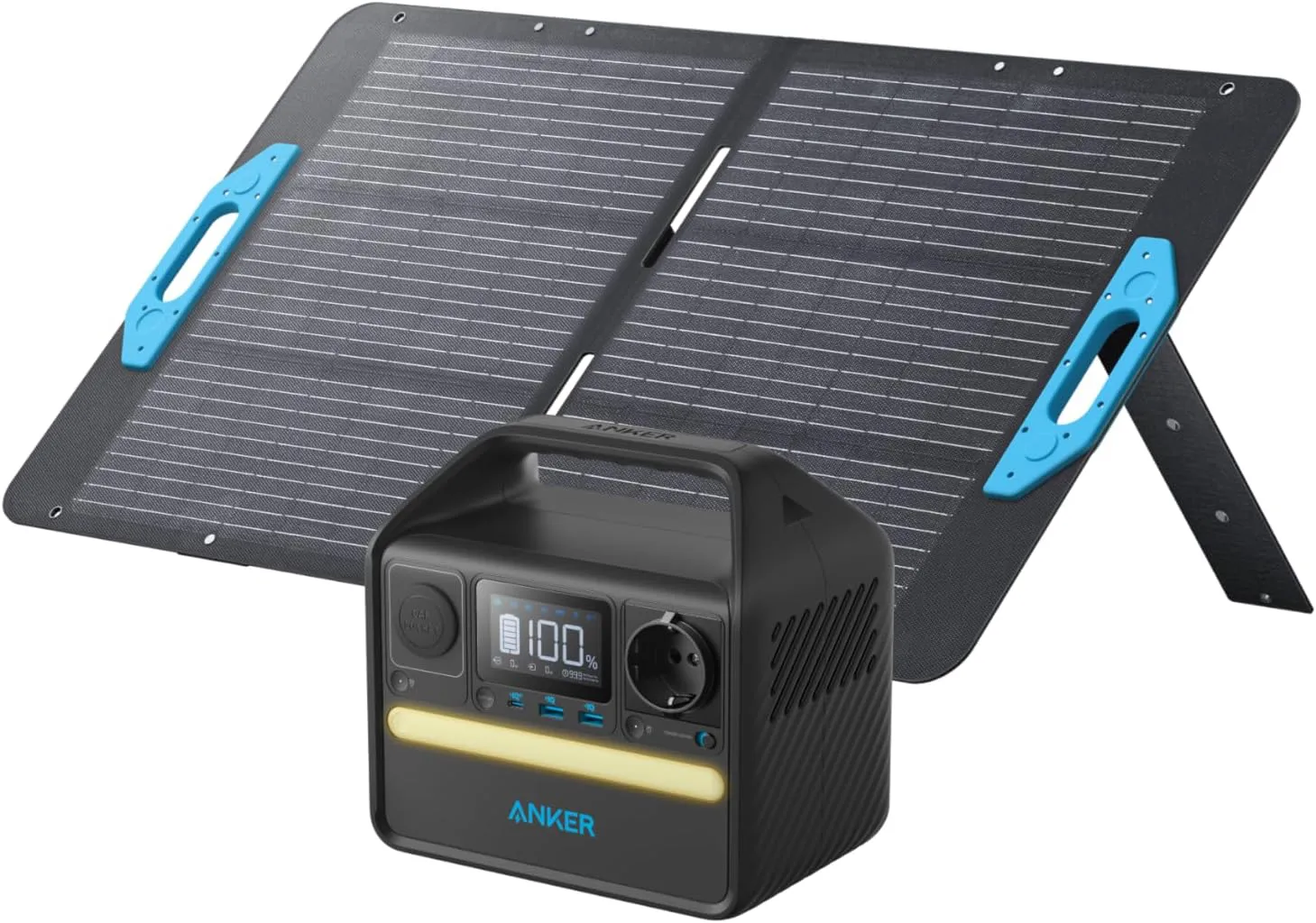 Bild von Anker 521 Tragbare Powerstation mit 256Wh und 100W Solarpanel, 5 Anschlüssen und 300W Leistung für Outdoor Nutzung