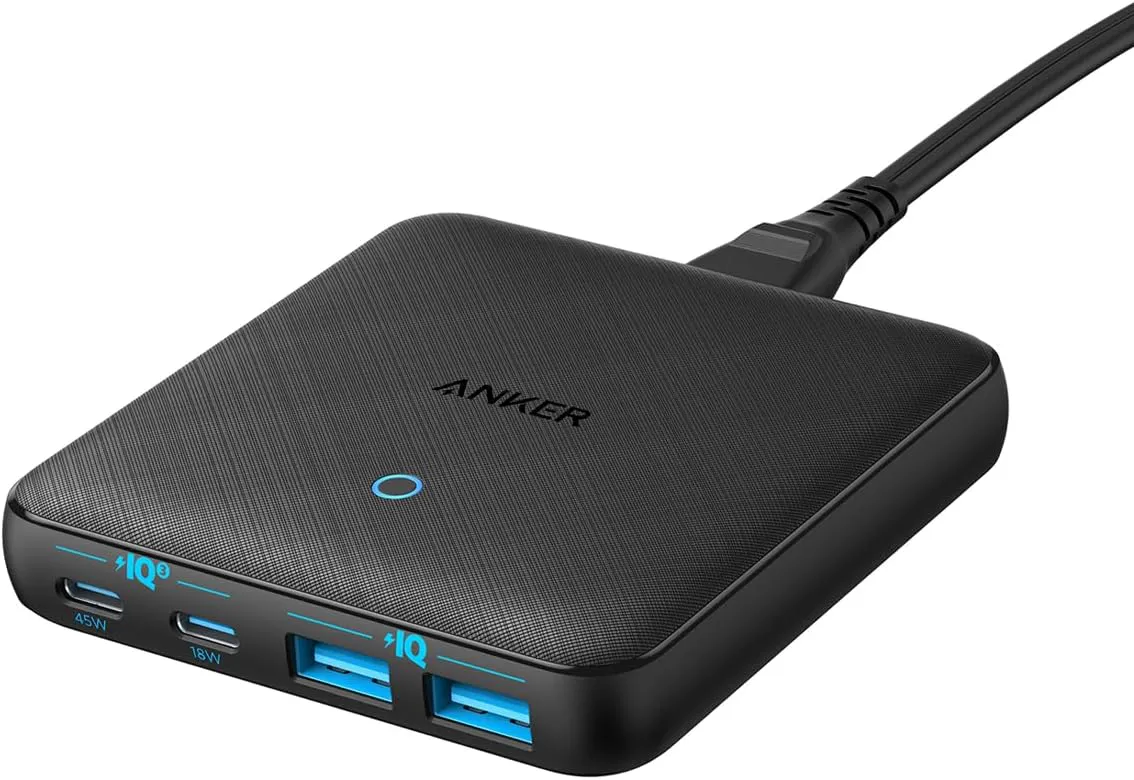 Bild von Anker 543 USB-C Ladegerät mit 65 Watt, 4-Port Netzteil und zwei USB-C Anschlüssen für iPad, MacBook und iPhone 16/15