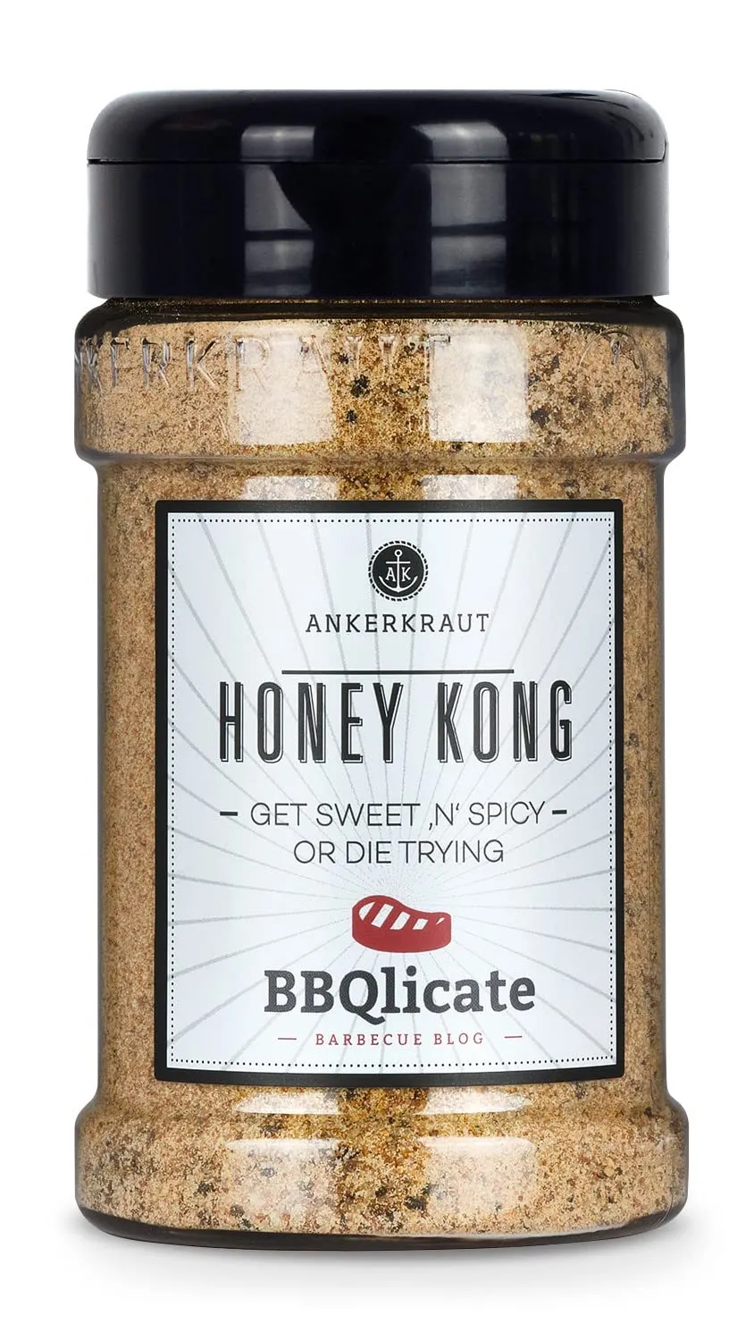 Bild von Ankerkraut Honey Kong BBQ-Rub Gewürz 250g im Streuer, süß-scharfe Grill-Würze für Fleisch
