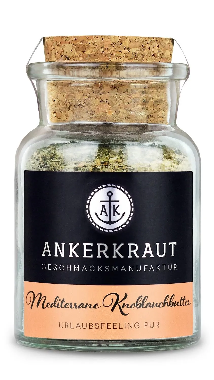 Bild von Ankerkraut Mediterrane Knoblauchbutter Gewürz im Korkenglas mit 85 g, zuckerfrei und ohne Geschmacksverstärker, ideal für Grillabende und als Geschenkidee