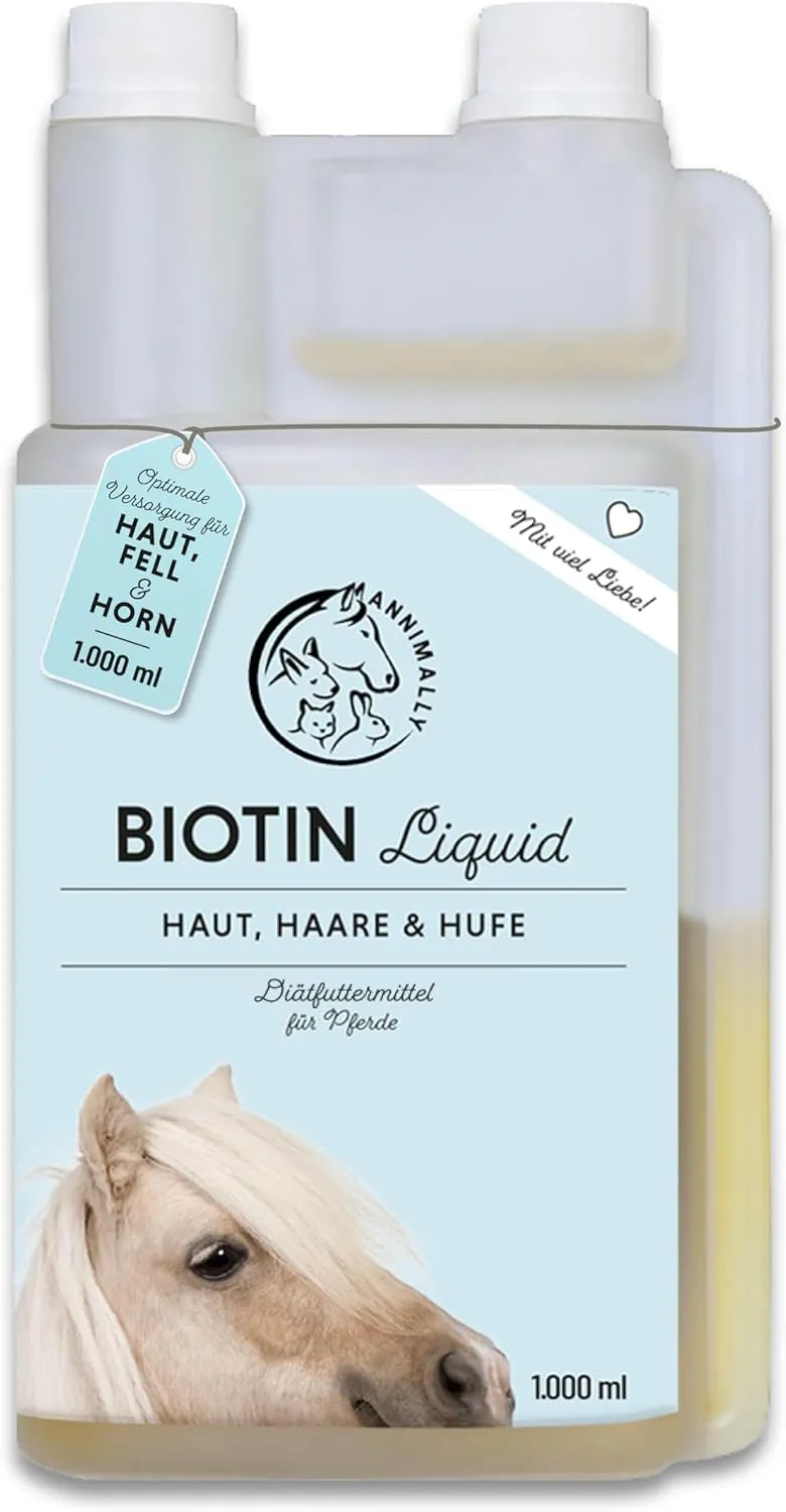 Bild von Annimally Biotin Zink Liquid für Pferde mit 1000 ml zur Pflege von Haut, Haaren und Hufen
