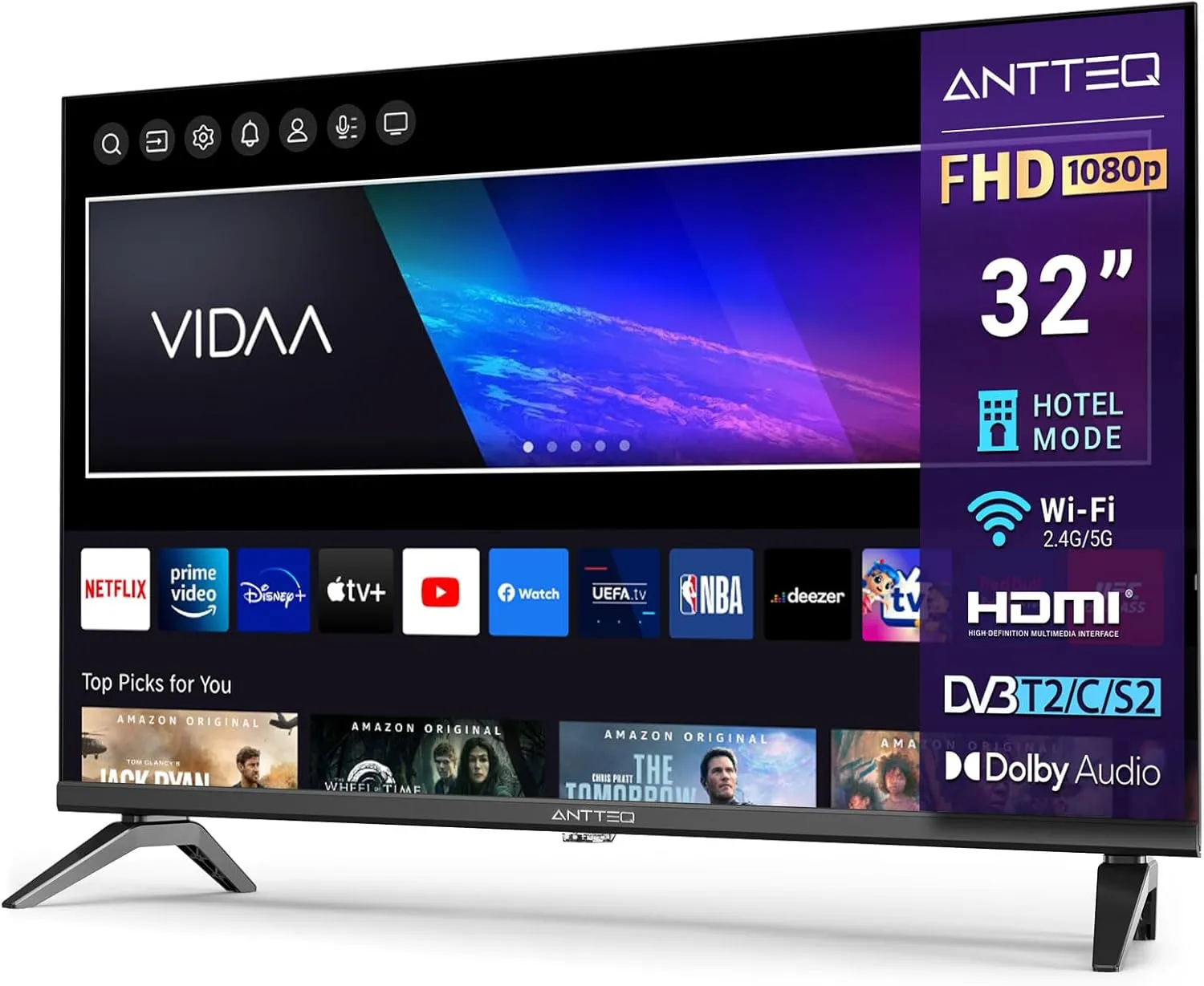 Bild von Antteq L32-AVF3N1 32 Zoll Smart TV mit FHD, Triple Tuner, App Store und Hotelmodus, 2024