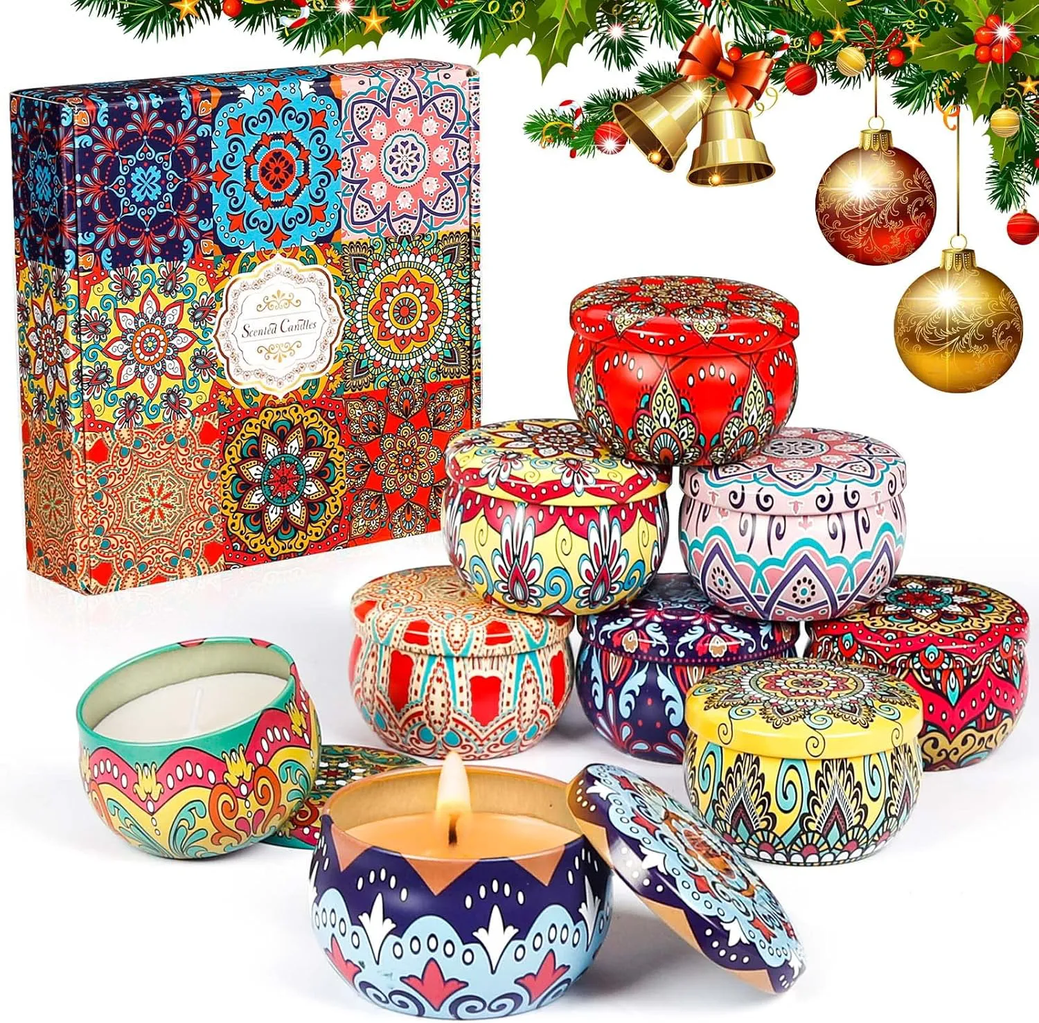 Bild von AOKITO Duftkerzen Set mit 9 Natursoja Kerzen für Aromatherapie, ideal als Geschenk für Frauen zu besonderen Anlässen und zur Entspannung