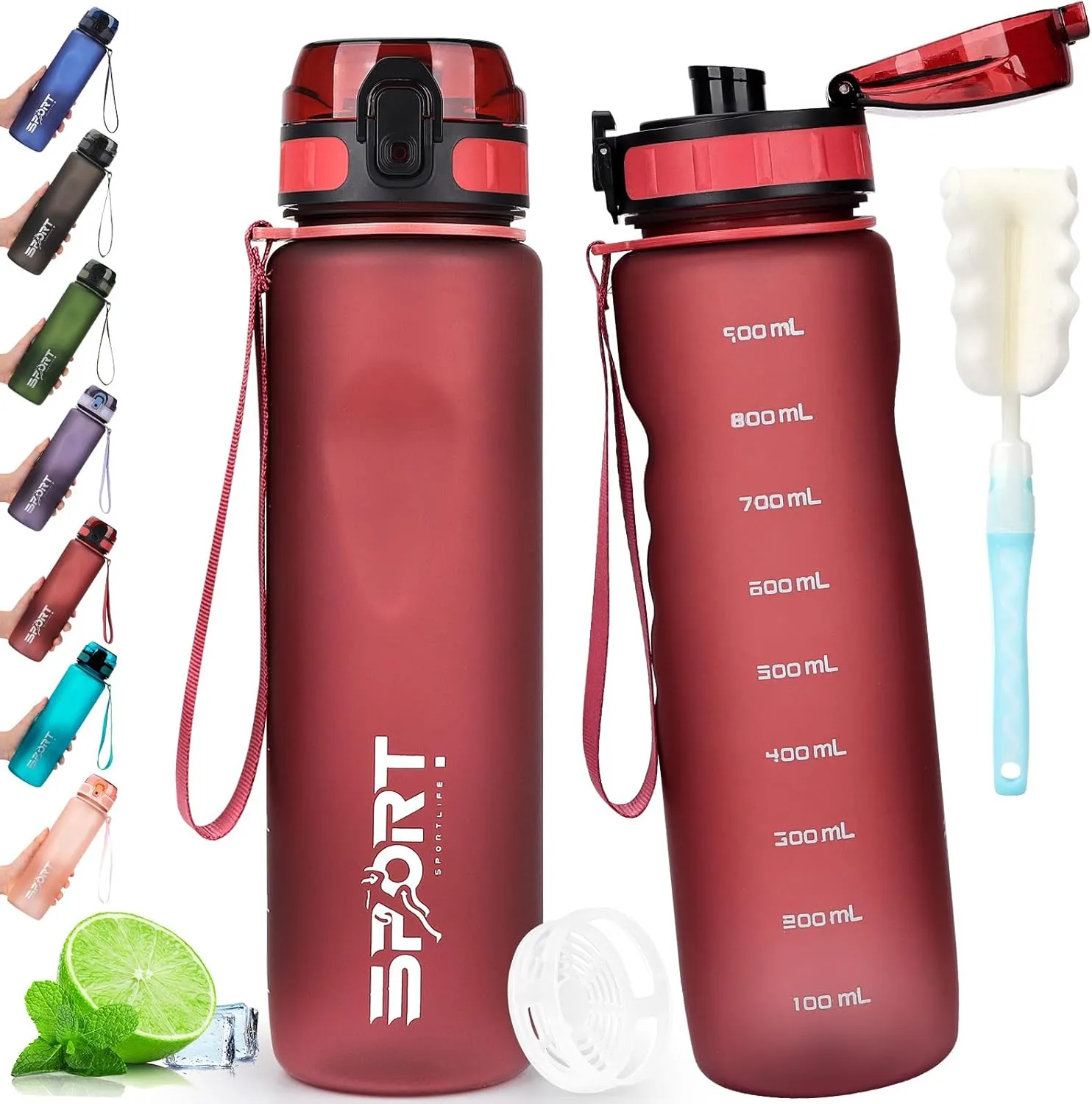 Bild von AOPREL 1L Sport Trinkflasche auslaufsicher und BPA-frei mit Kapazitätsskala für Outdoor und Schule