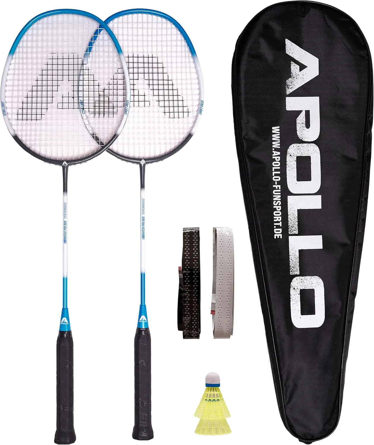 Bild von Apollo Badminton Set mit zwei leichten Carbon Composite Schlägern, Tasche und Federbällen für Training und Freizeit