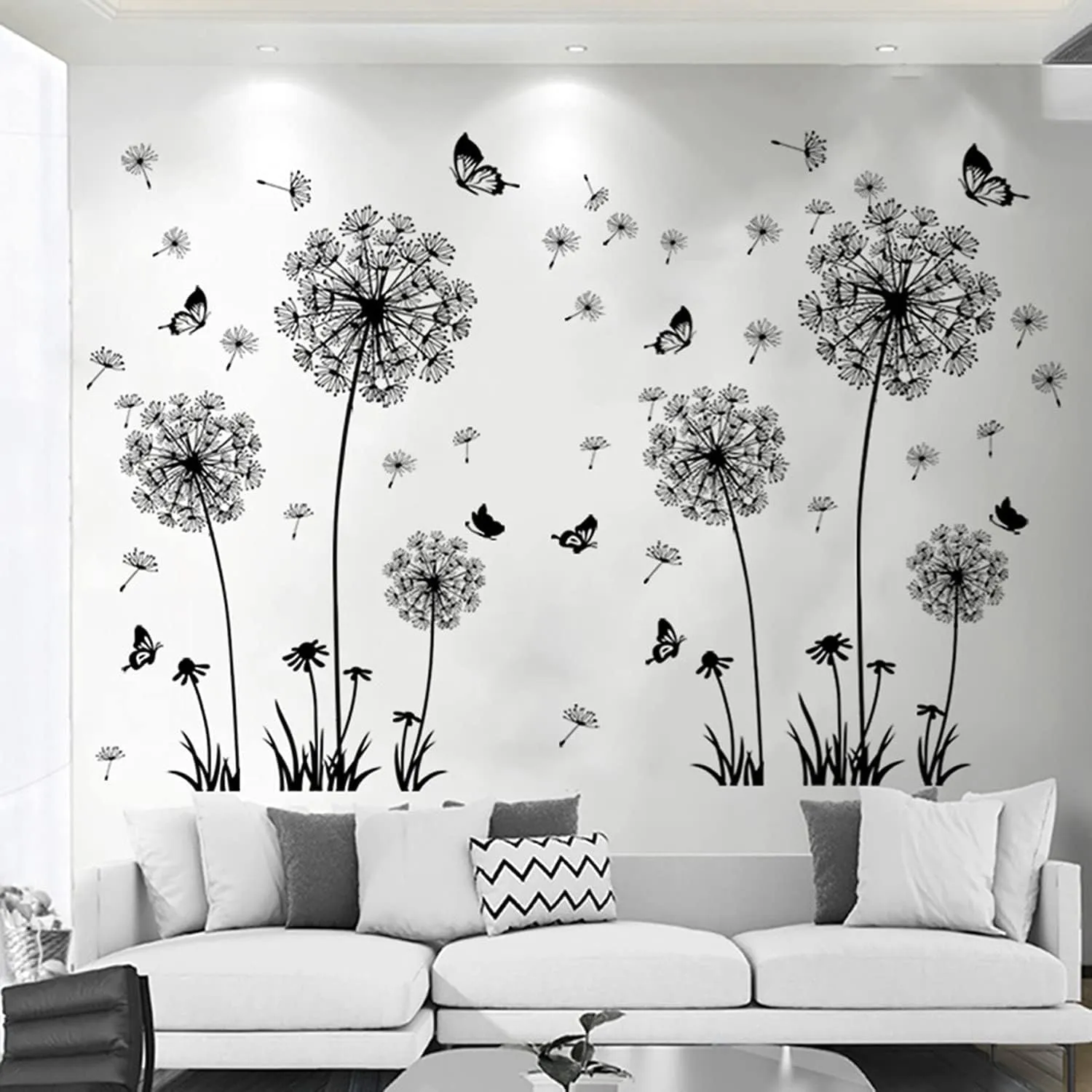 Bild von Arawat 2er Set Wandtattoo Pusteblume in Schwarz für Wohnzimmer, Schlafzimmer und Kinderzimmer