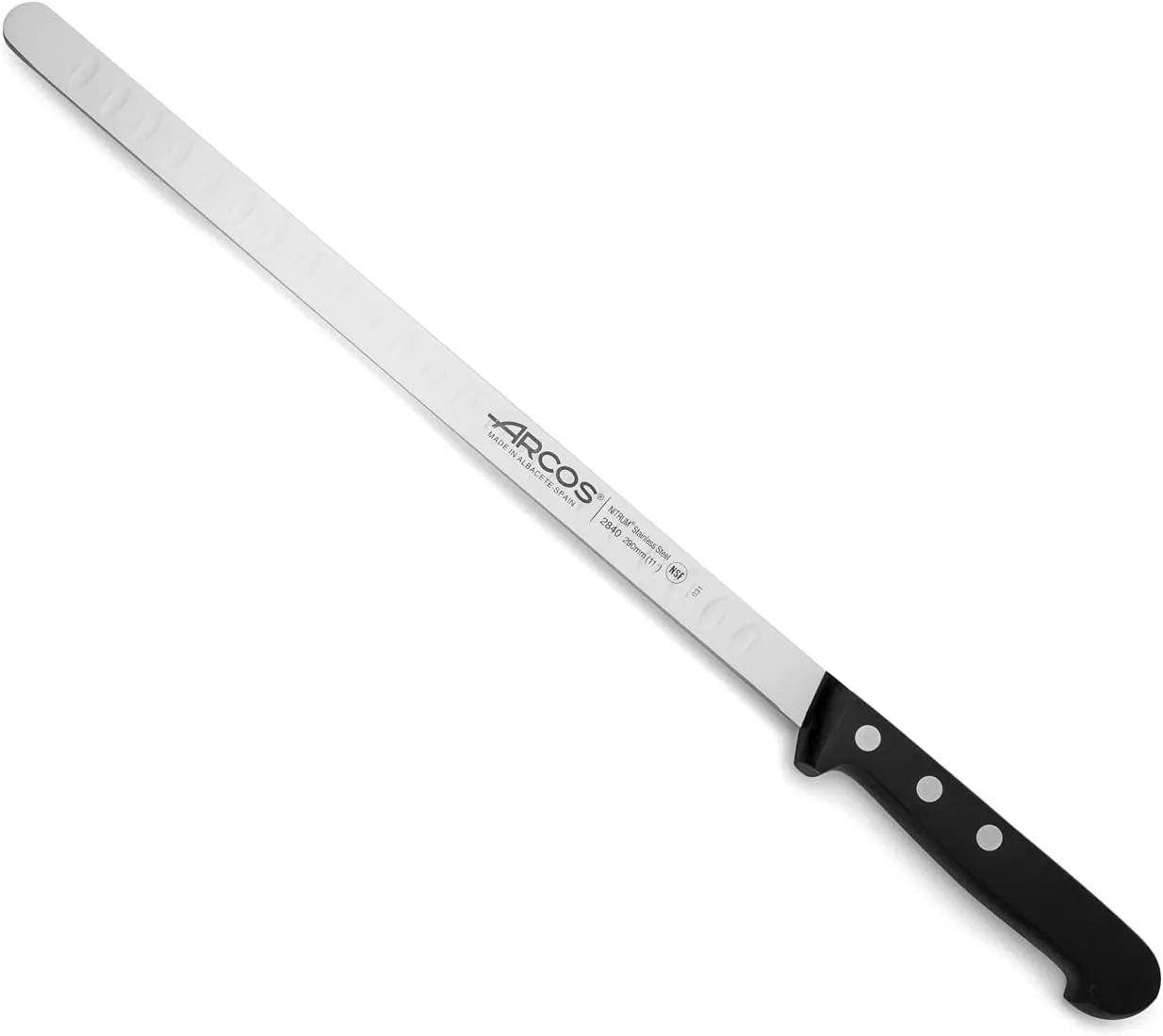 Bild von Arcos Universal Lachsmesser mit 290 mm Nitrum Edelstahlklinge und schwarzem POM Griff