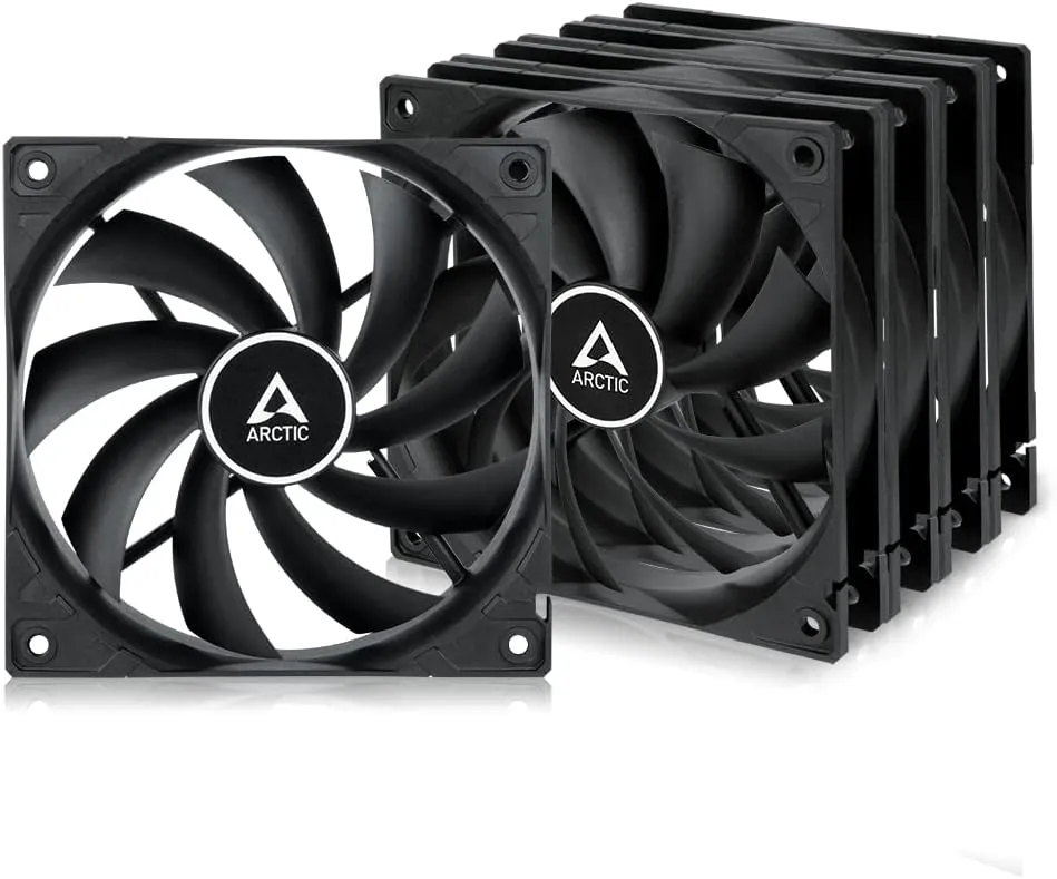 Bild von ARCTIC F12 120 mm PC Lüfter Set mit 5 Stück, leise und in Schwarz, für Push- oder Pull-Konfiguration bei 1350 RPM