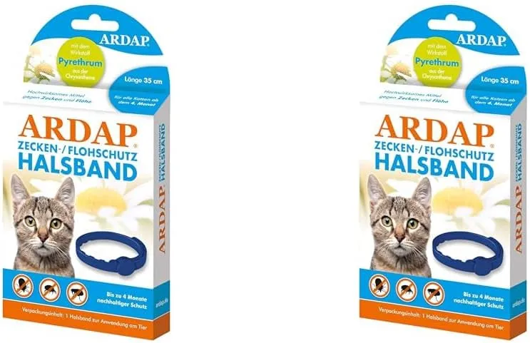 Bild von ARDAP Zecken- und Flohschutzhalsband für Katzen ab 4 Monaten, 2er Pack mit bis zu 4 Monaten Langzeitschutz