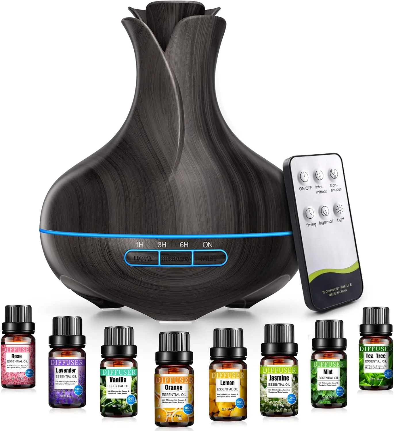 Bild von Aroma Diffuser mit 600 ML und 8 ätherischen Ölen, inklusive Fernbedienung und automatischer Abschaltung für große Räume