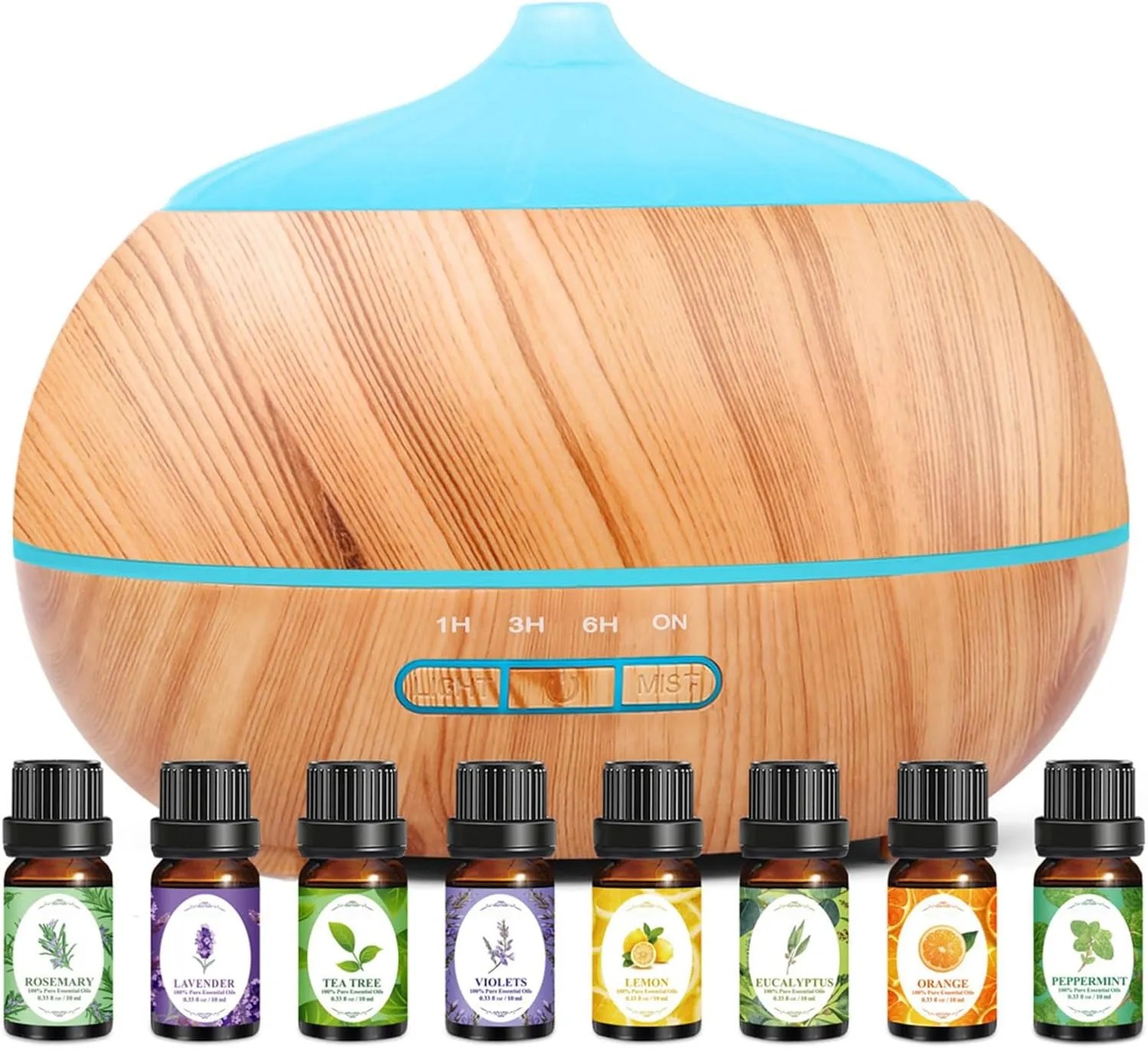 Bild von Aroma Diffuser Set mit 500 ml und 8 ätherischen Ölen