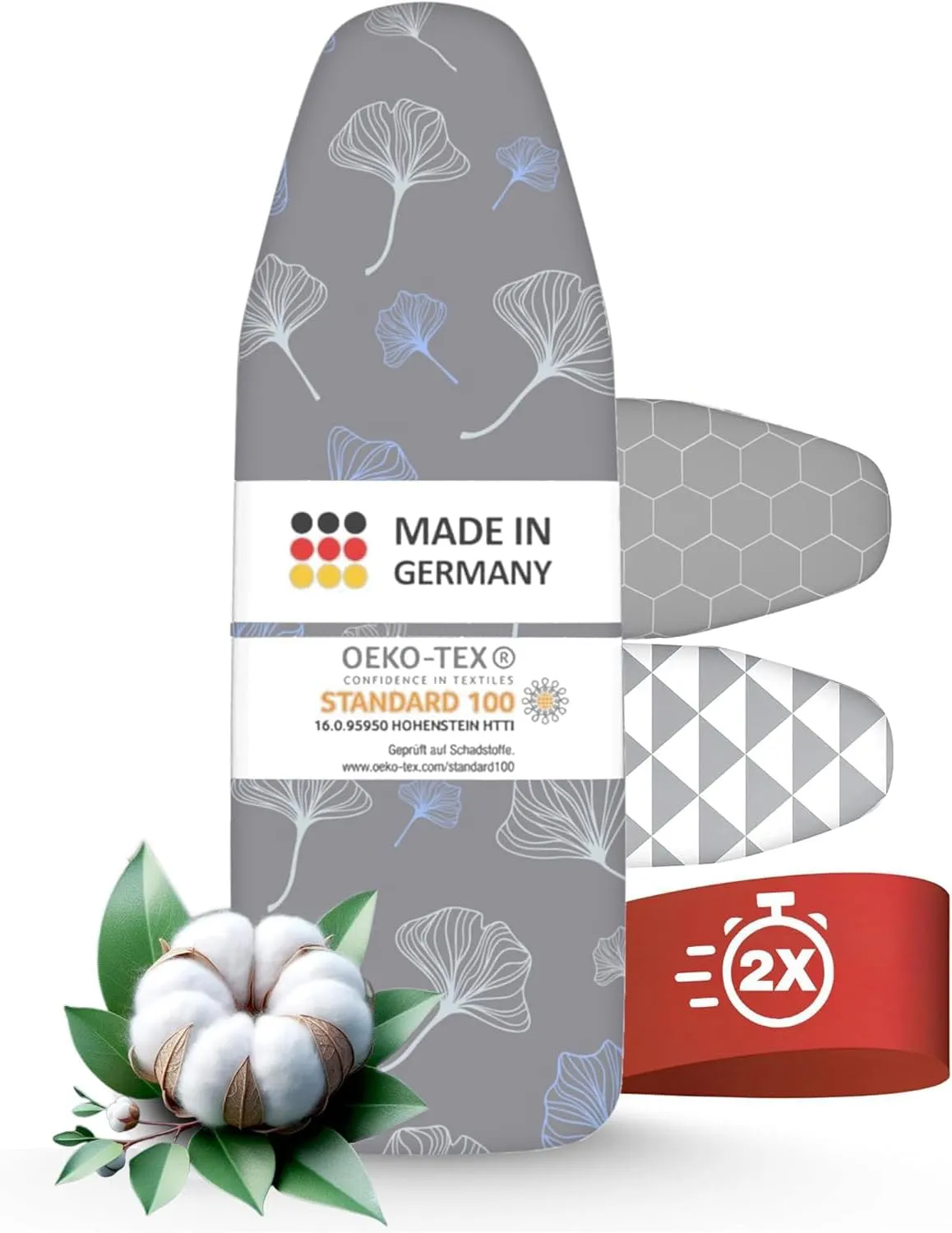 Bild von arteneur Bügelbrettbezug in Größe L, hitzereflektierend und OEKOTEX100 zertifiziert, mit Gummizug und Polsterung