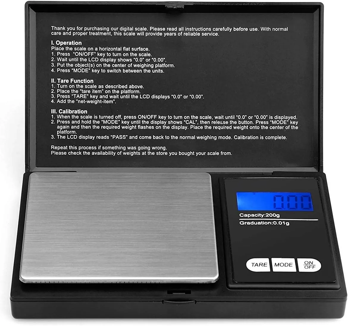 Bild von Ascher digitale Taschenwaage mit 200 g Kapazität und 0,01 g Genauigkeit
