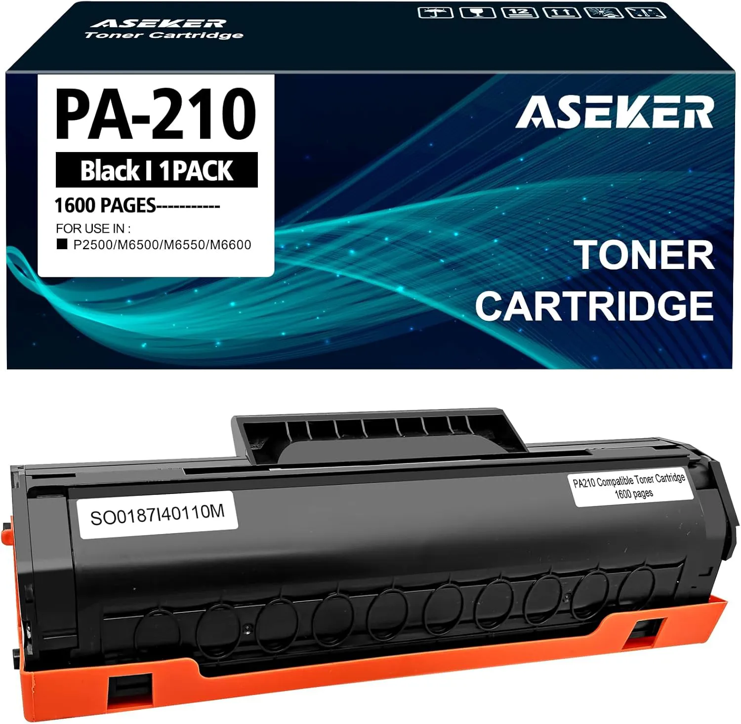 Bild von ASEKER PA210 Tonerkartusche in Schwarz, kompatibel mit P2200, P2500W, M6500 und weiteren Druckermodellen