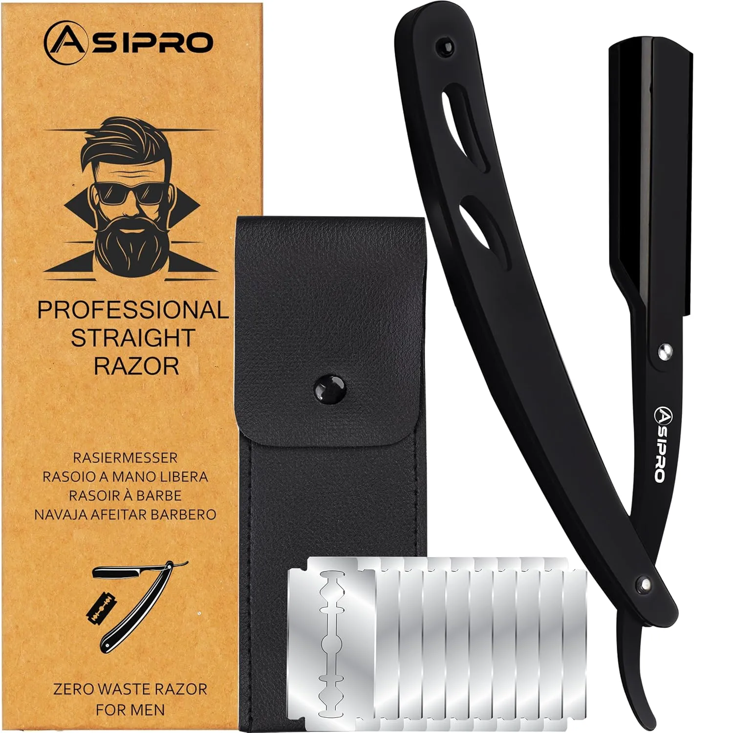 Bild von ASIPRO Rasiermesser Set für Herren mit Etui und 10 Wechselklingen