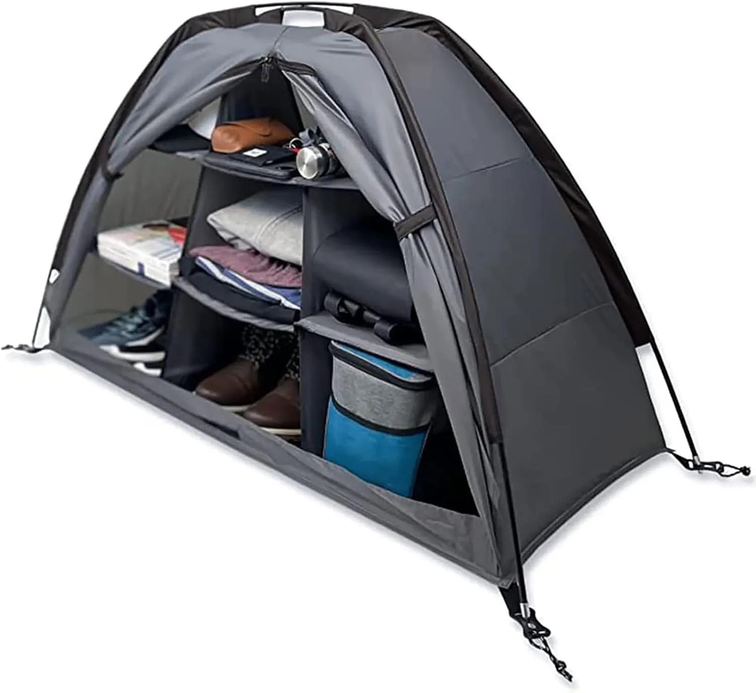 Bild von ASQUAR Faltbarer Campingschrank mit 9 Fächern für Zelt und Wohnmobil zur Aufbewahrung von Kleidung, Schuhen und Zubehör