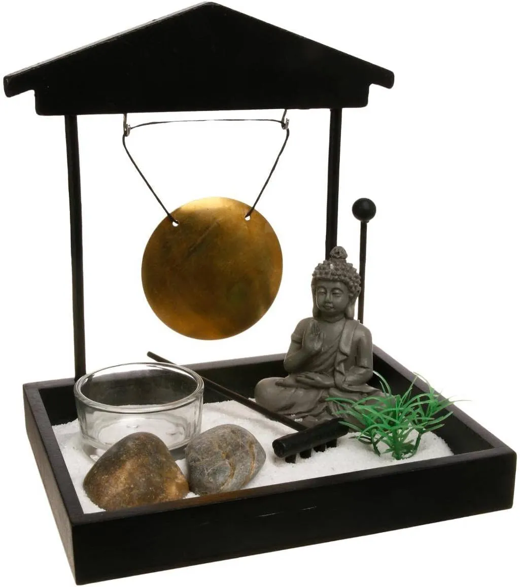 Bild von Atmosphera Zen-Garten aus Holz in Schwarz, 15x15 cm