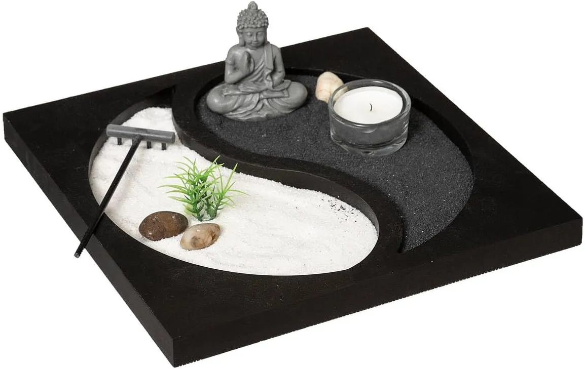 Bild von Atmosphera Zen-Garten aus Holz in Schwarz, Maße 23,5 x 7,5 cm