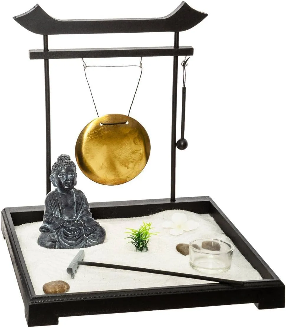 Bild von Atmosphera Zen-Garten aus Metall in Schwarz mit den Maßen 26 x 26 cm