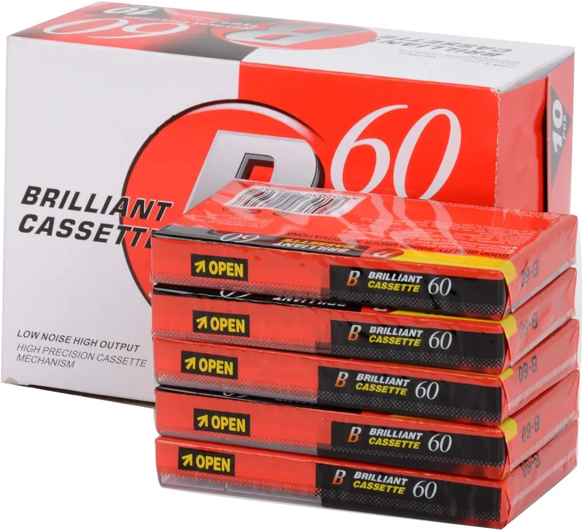 Bild von Audio Cassette leere Kassetten im 5er Pack mit 60 Minuten Aufnahmezeit und geräuscharmem Design