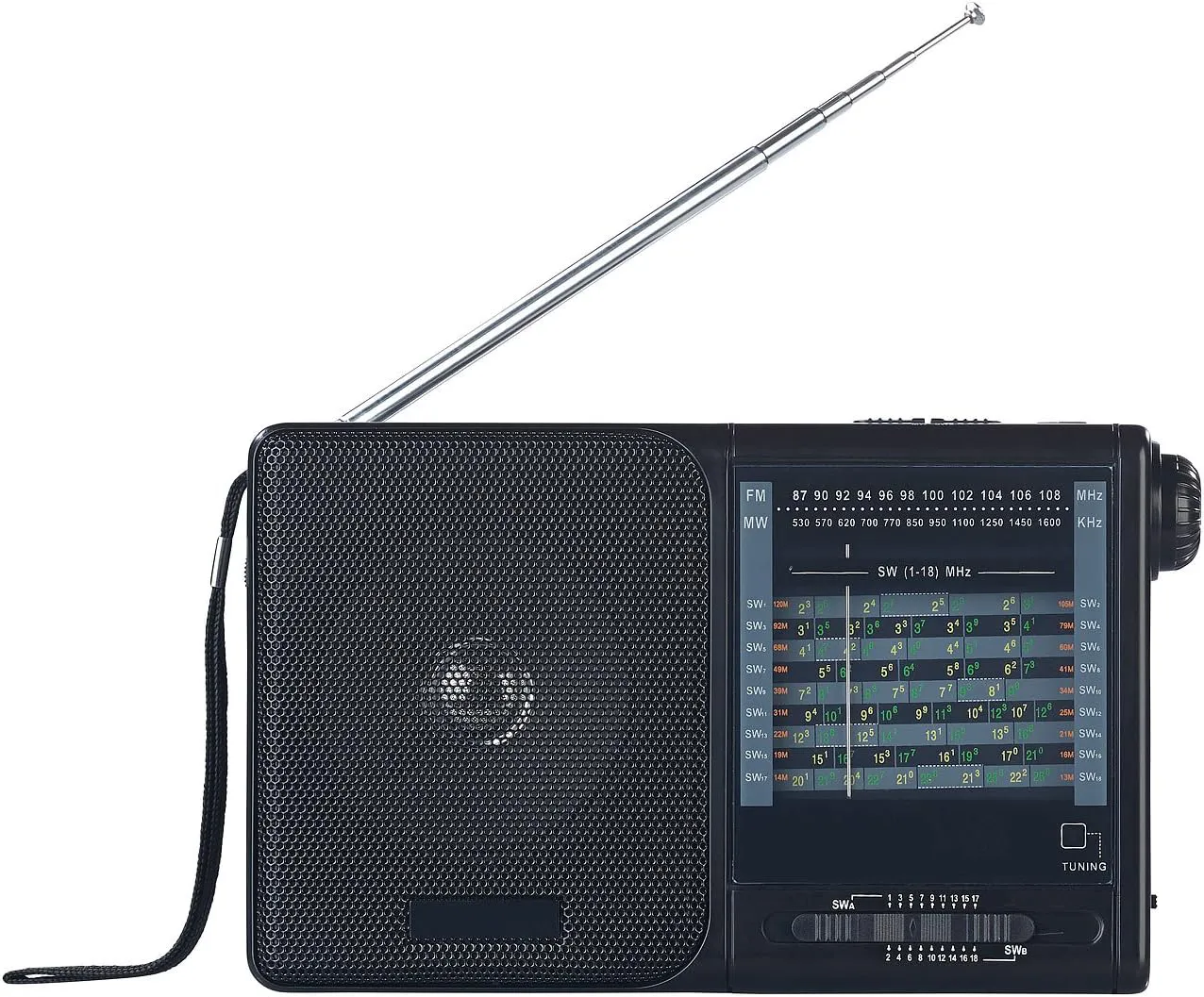 Bild von auvisio Weltradio mit analogem 20-Band Empfänger für FM, MW und 18 Kurzwellenstationen, batteriebetrieben