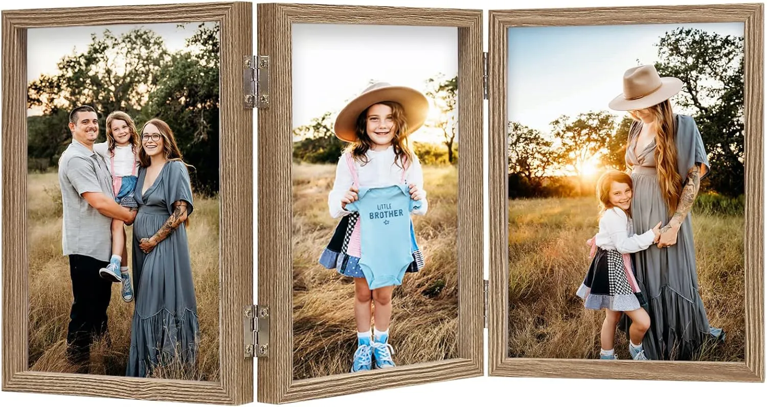 Bild von AVEAX Bilderrahmen aus Holz für drei Fotos im Format 10x15 cm mit Glasfront
