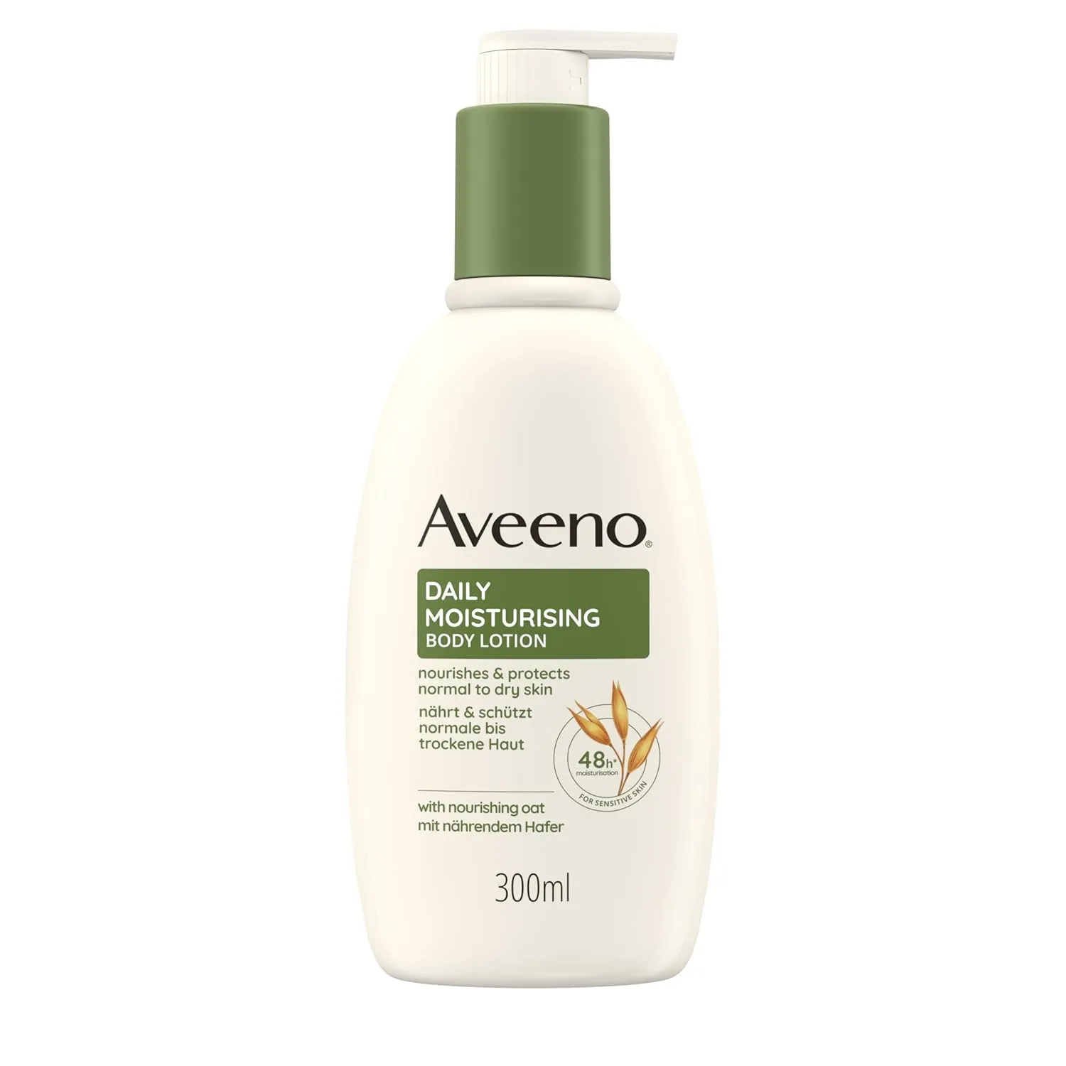 Bild von Aveeno Daily Moisturising Bodylotion 300 ml, parfümfrei mit beruhigendem Hafer, für normale, empfindliche und trockene Haut, vegan