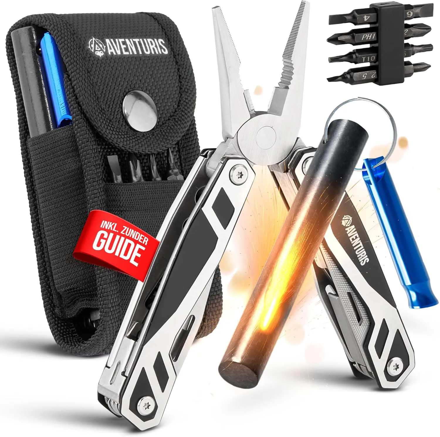 Bild von AVENTURIS Multitool Feuerstahl Set mit 21 Funktionen und XXL Outdoor-Messer