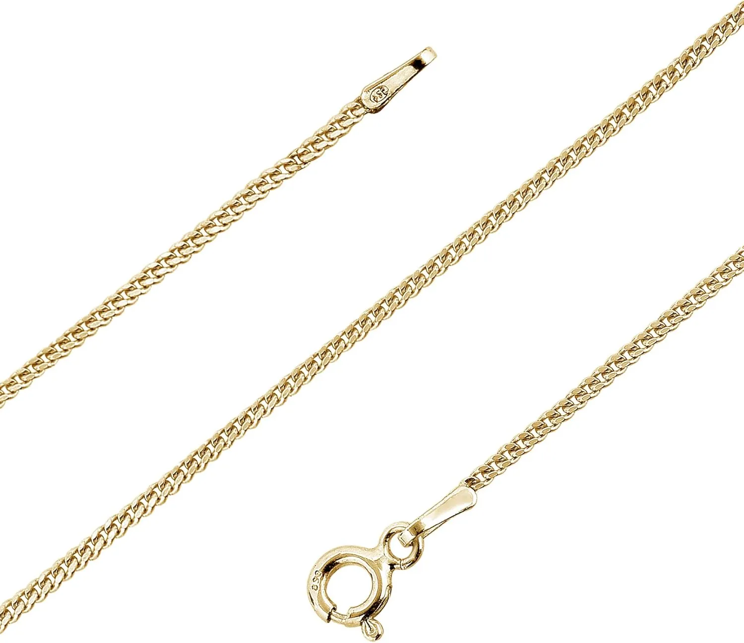 Bild von Avesano 24K vergoldete Panzerkette aus 925 Sterling Silber für Damen in verschiedenen Längen von 40 bis 70 cm und einer Breite von 1,4 mm
