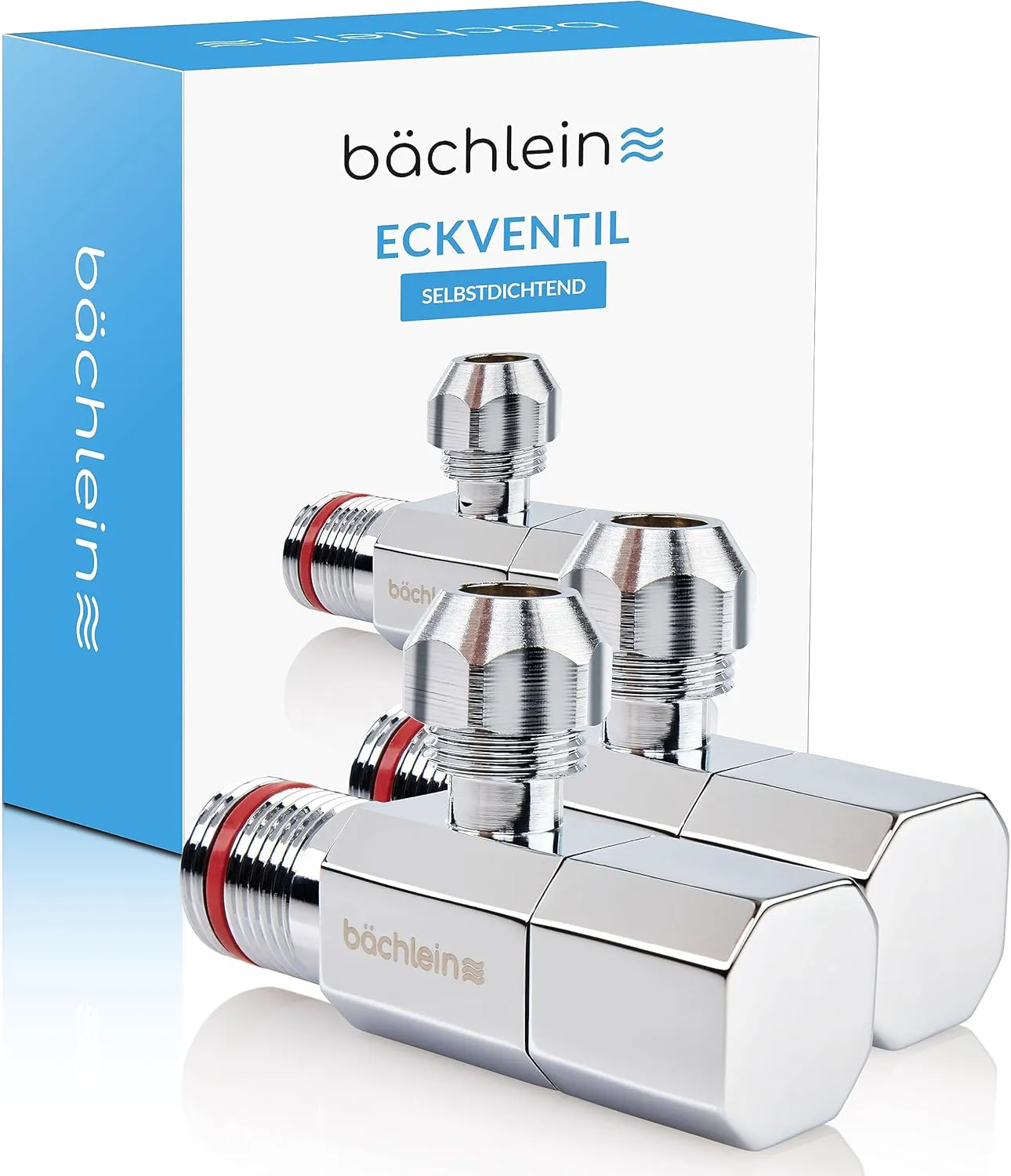 Bild von Bächlein Eckventil 2er Set selbstdichtend mit Schnellverschluss 1/2 Zoll und 1/4 Umdrehung