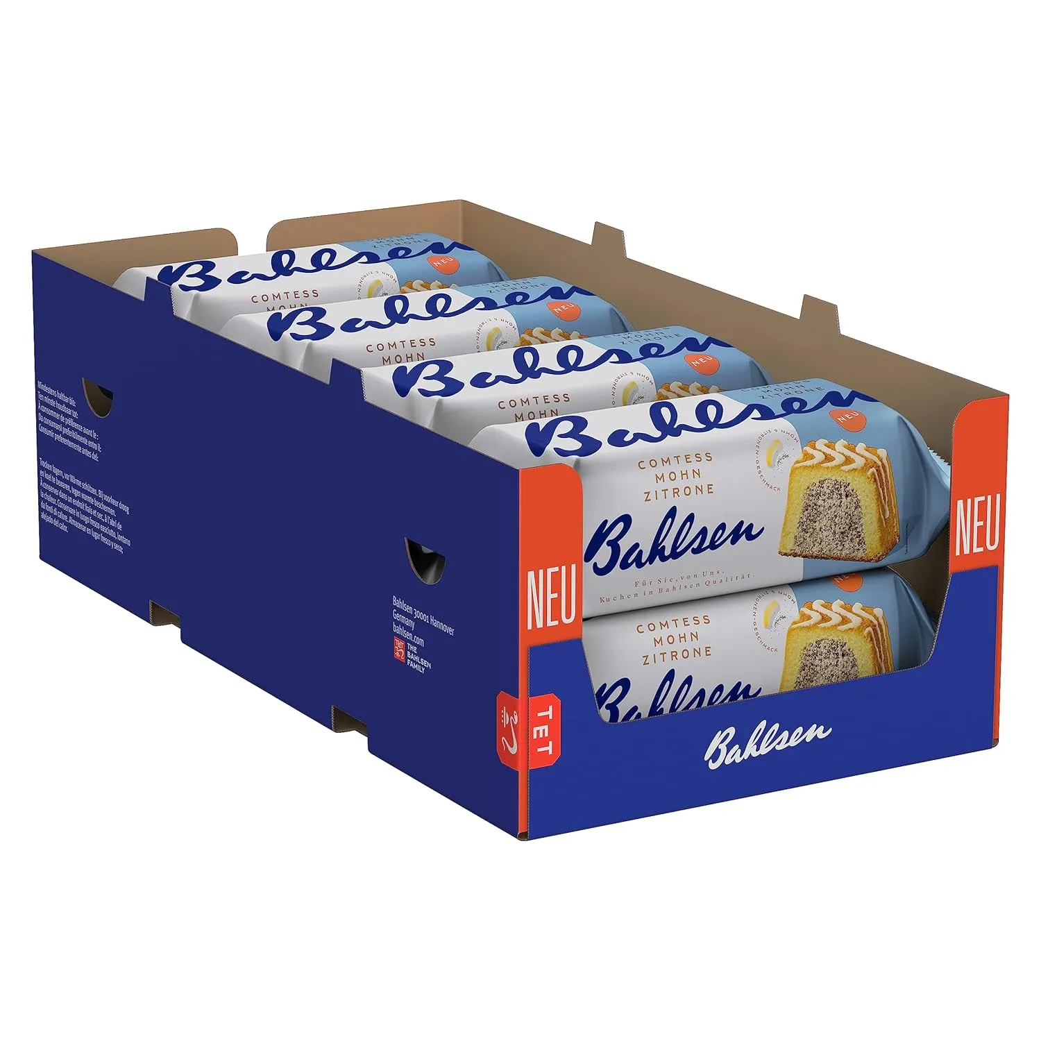Bild von Bahlsen Comtess Mohn Zitrone 8er Pack mit saftigem Zitronenkuchen und Mohnfüllung, einzeln verpackt, 8 x 350 g