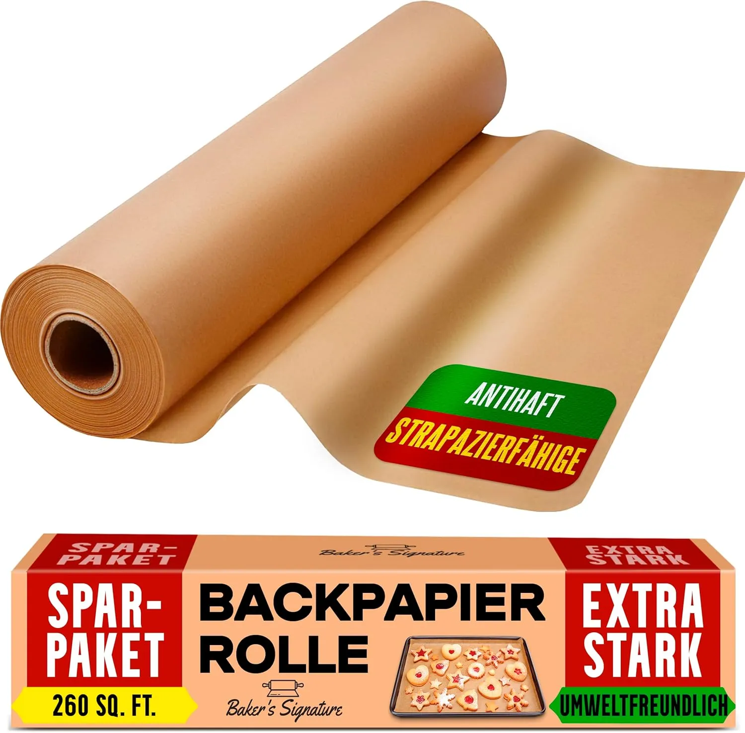 Bild von Baker's Signature Backpapier Rolle 38 cm x 64 m mit Schneidemesser