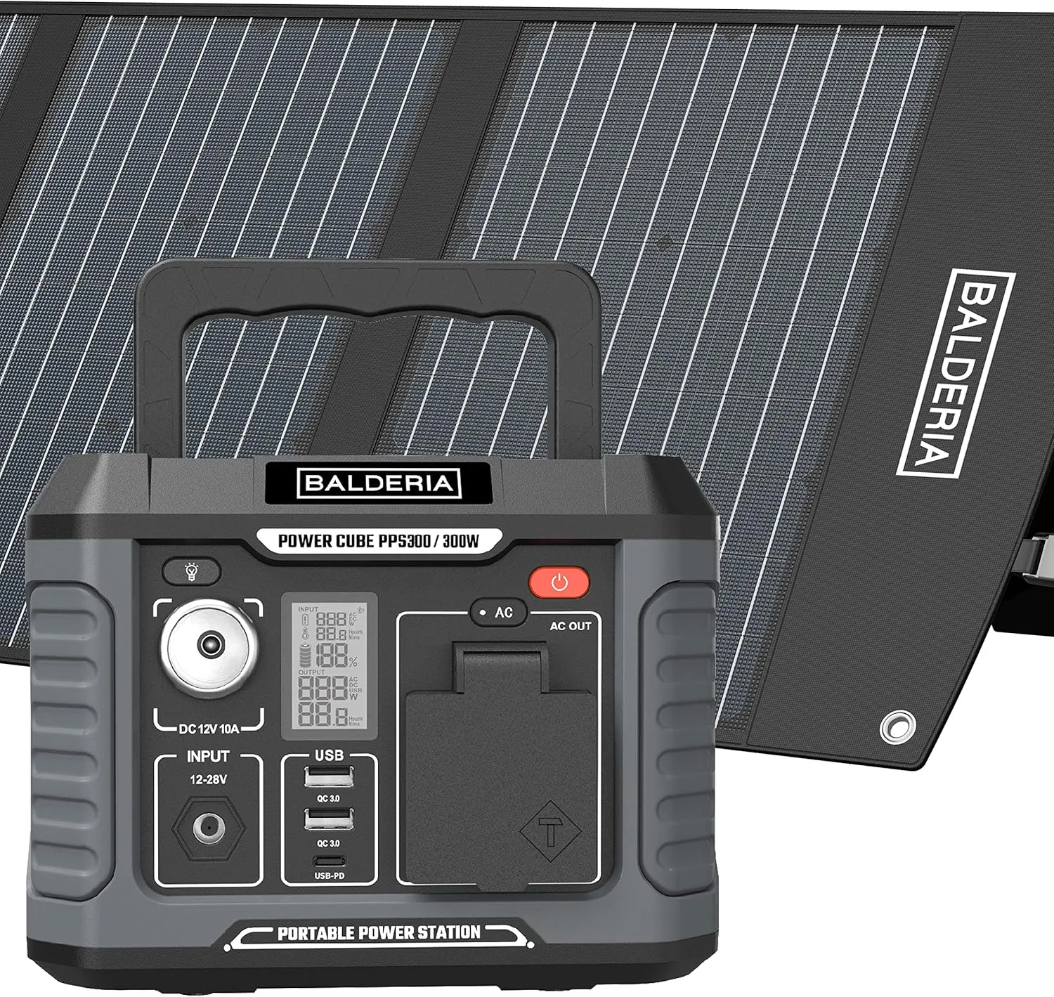 Bild von BALDERIA PS300-120 Power Set mit tragbarer 300W Powerstation und 120W Solarpanel für Outdoor, Camping und Notfälle