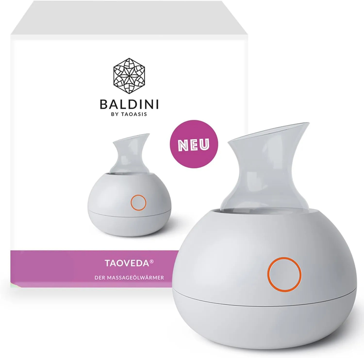 Bild von Baldini TaoVeda Massageölwärmer mit Glasgefäß für bis zu 50 ml, erwärmt in 3 Minuten ohne Wasser, tropffreies Zubehör