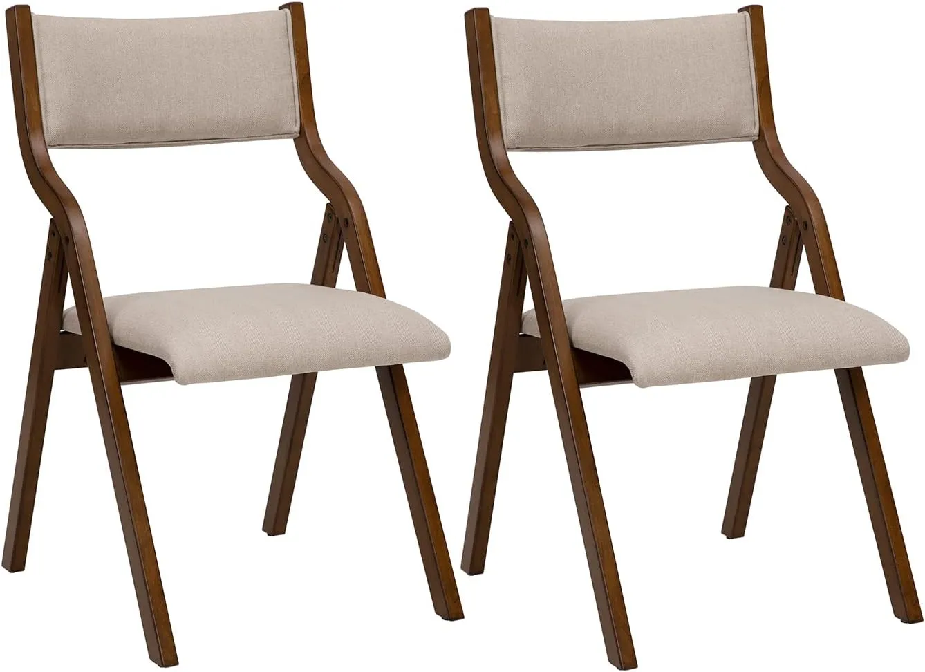 Bild von Ball & Cast 2er-Set klappbare Esszimmerstühle mit Holzrahmen in Taupe, Sitzhöhe 46 cm