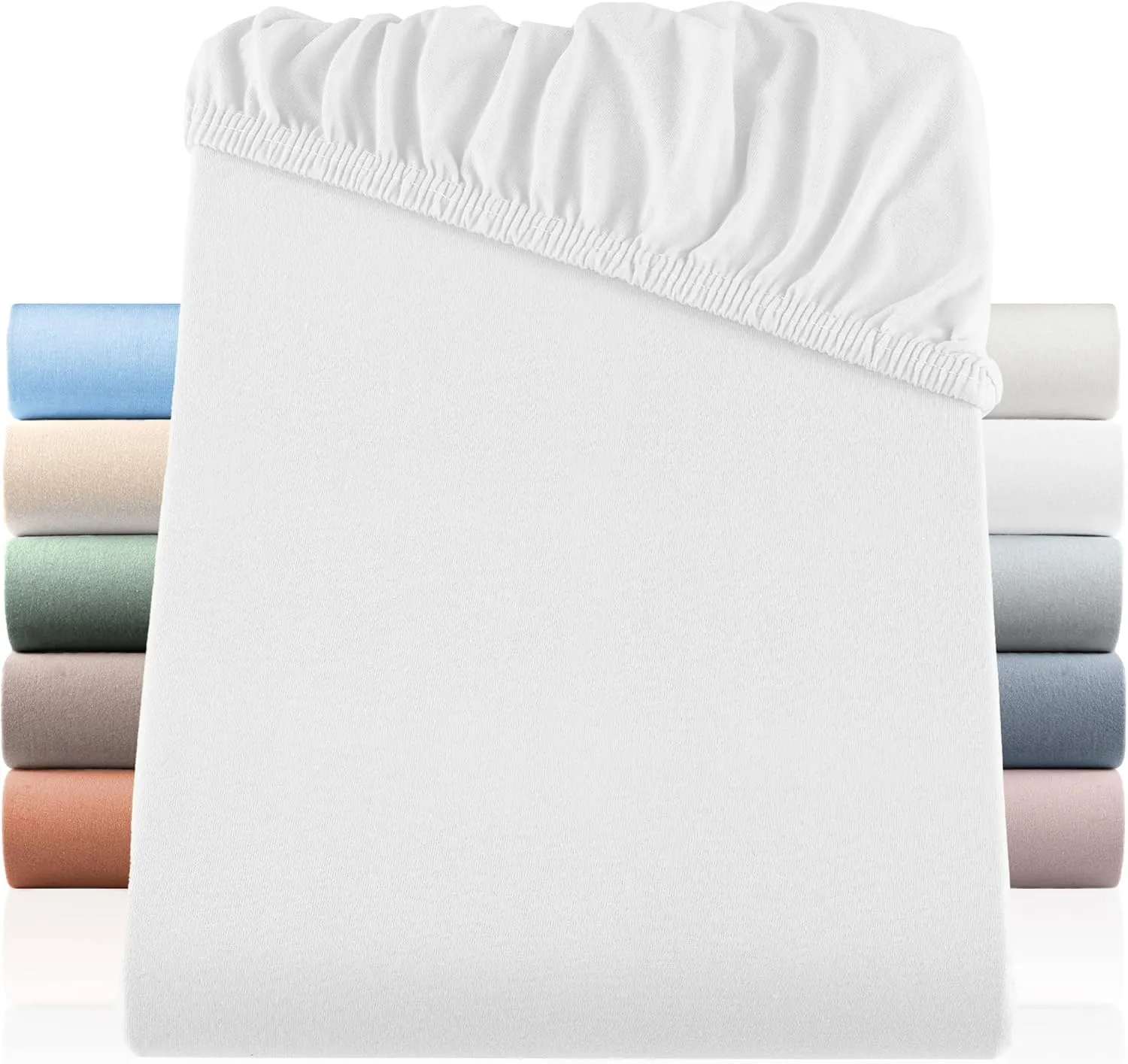 Bild von BaSaTex Bio Jersey Spannbettlaken 180x200 cm aus 100% Bio Baumwolle in Weiß, GOTS-zertifiziert