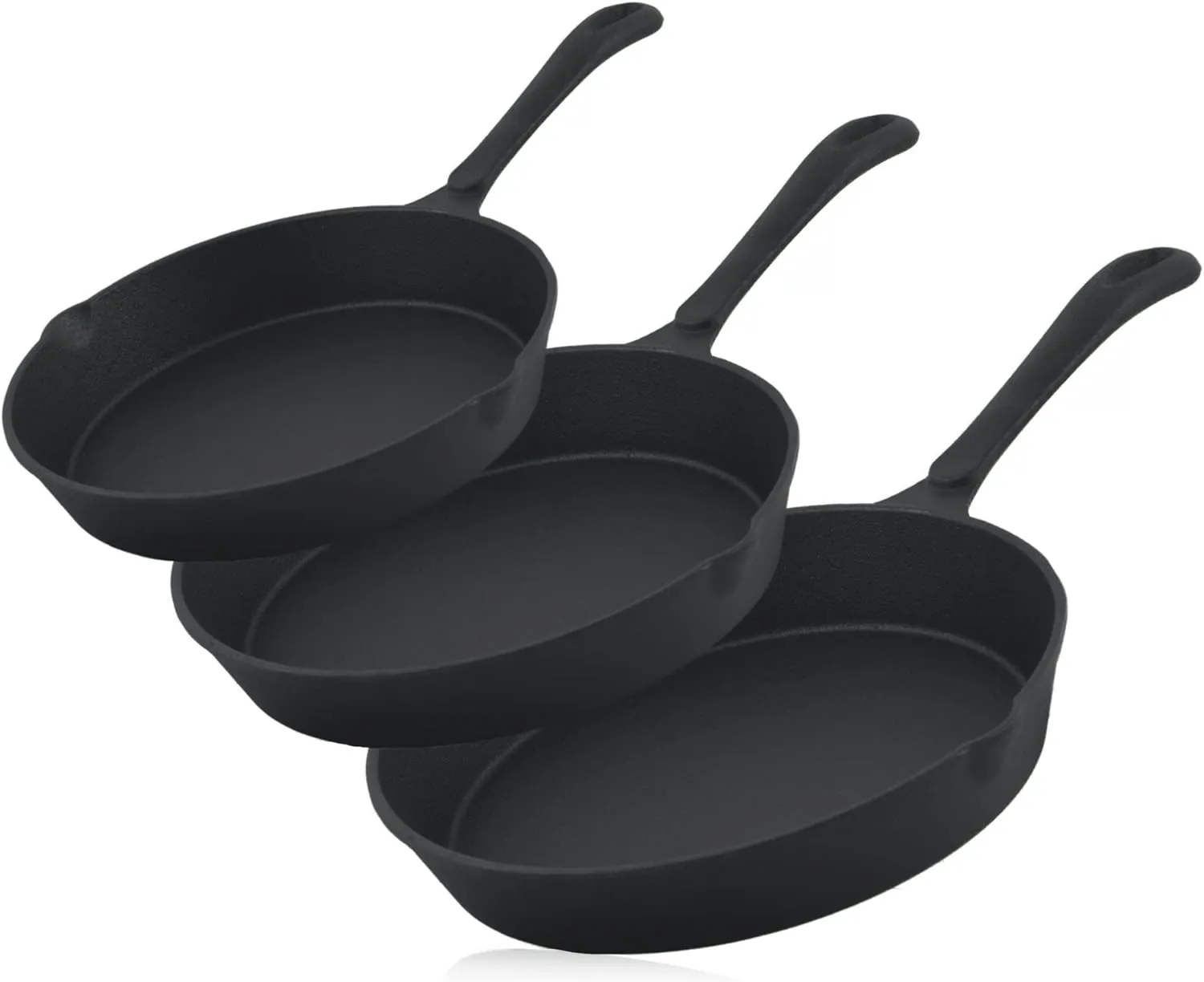 Bild von BBQ-Toro 3-teiliges Gusseisen Pfannen Set mit Durchmessern von 16 cm, 20 cm und 24 cm