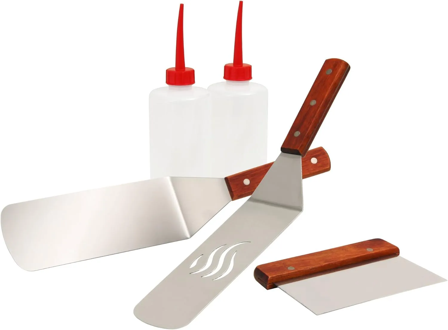 Bild von BBQ-Toro 5-teiliges Edelstahl Plancha Zubehör Set mit Pfannenwender und Spachtel