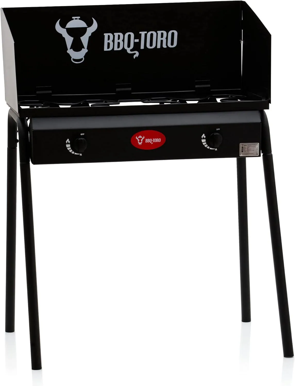 Bild von BBQ-Toro Gas Grilltisch mit Windschutz und 2 Brennern, 12 kW, für Camping und Garten, Maße 78 x 45 x 110 cm