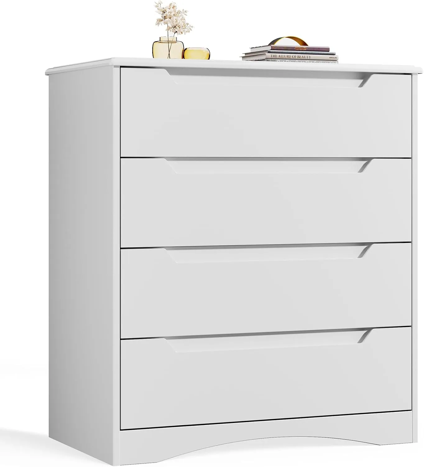 Bild von Bealife Kommode in Weiß mit 4 geräumigen Schubladen und Kippsicherung, ideal für Schlafzimmer, Wohnzimmer oder Büro