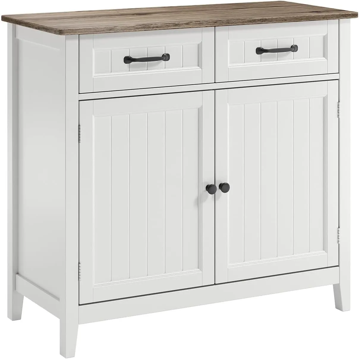 Bild von Bealife Küchenschrank in Grau mit 2 Schubladen und 2 Türen, ideal für Küche, Wohnzimmer, Flur und Esszimmer