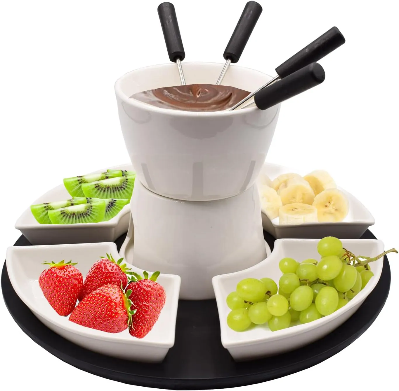 Bild von BeBuy24 11-teiliges Fondueset aus Keramik für Schoko- und Käsefondue