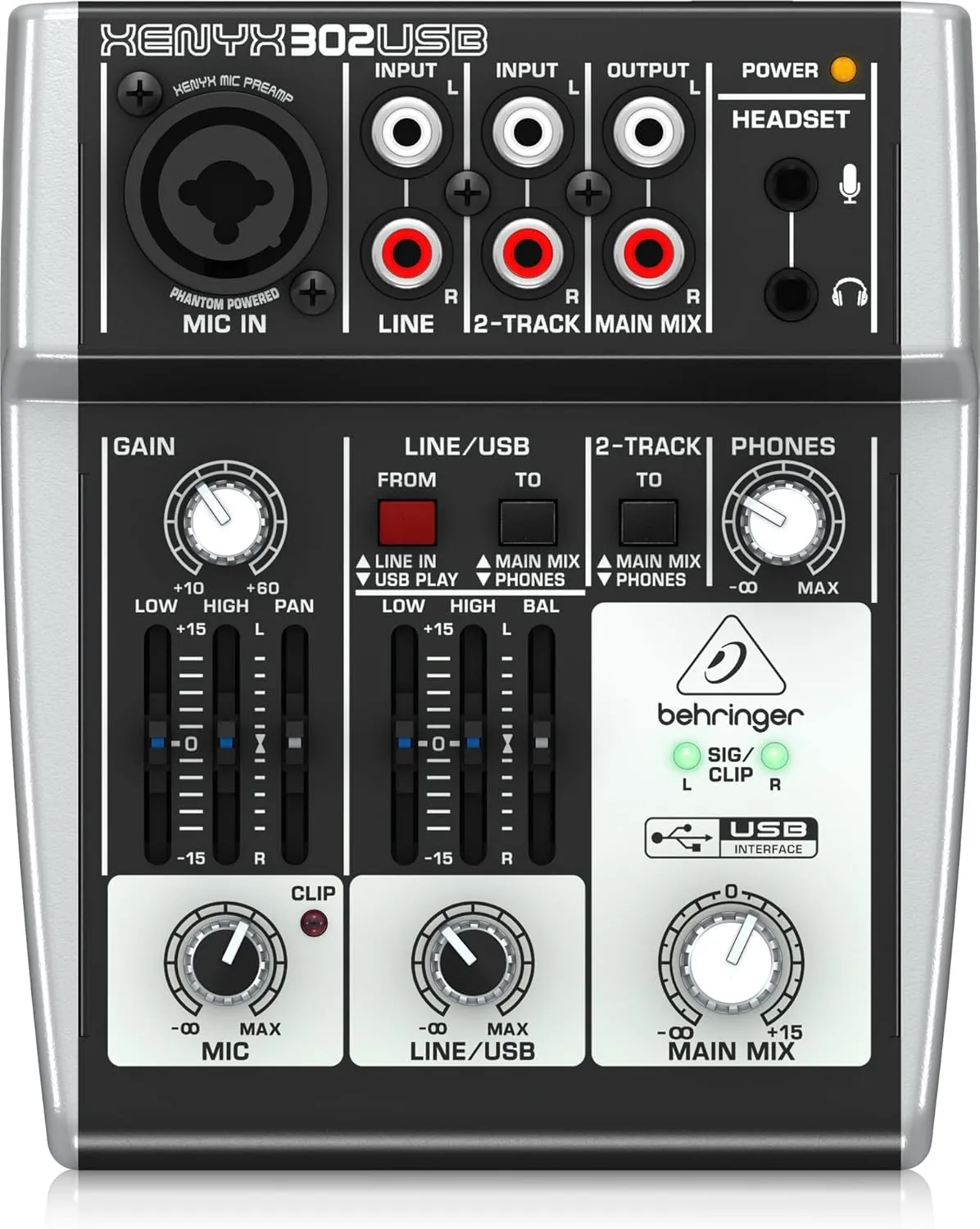 Bild von Behringer 302USB 5-Eingangs-Mixer mit XENYX Mikrofonvorverstärker und USB Schnittstelle für PC und Mac
