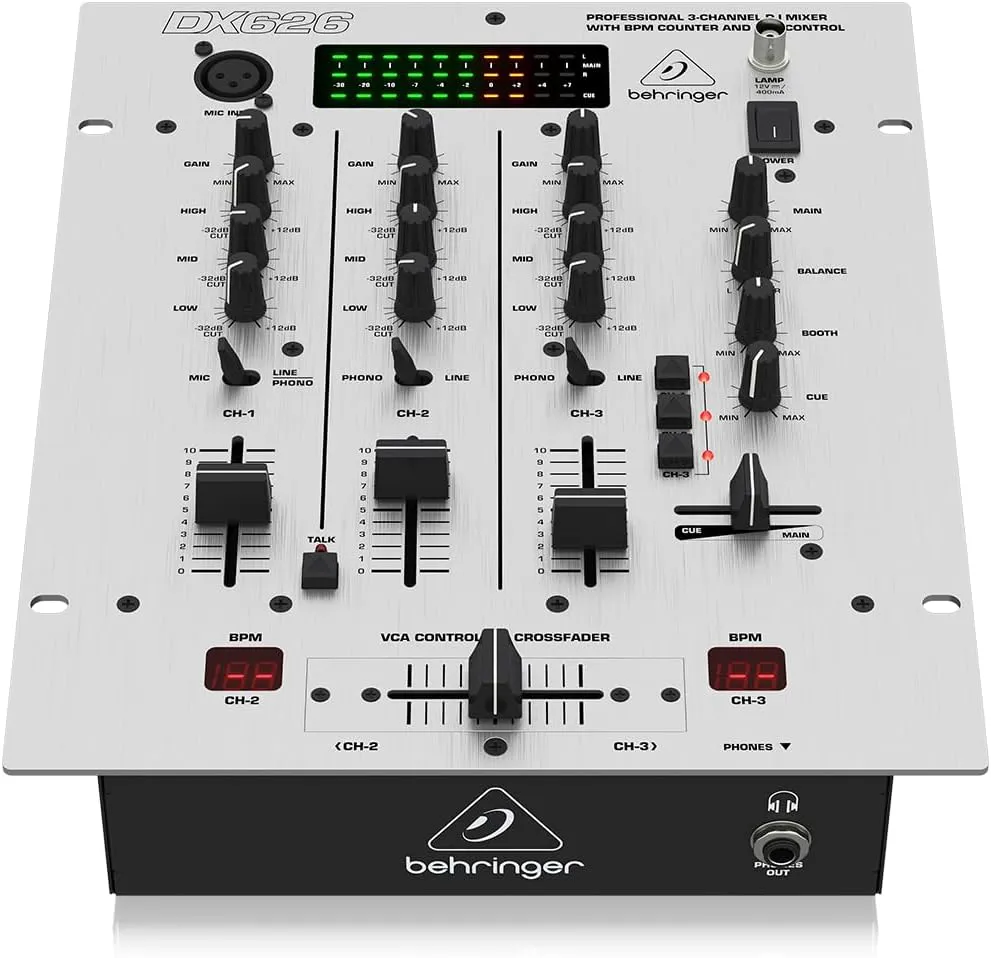 Bild von Behringer DX626 DJ-Mixer mit 3 Kanälen, BPM-Zähler und VCA-Kontrolle
