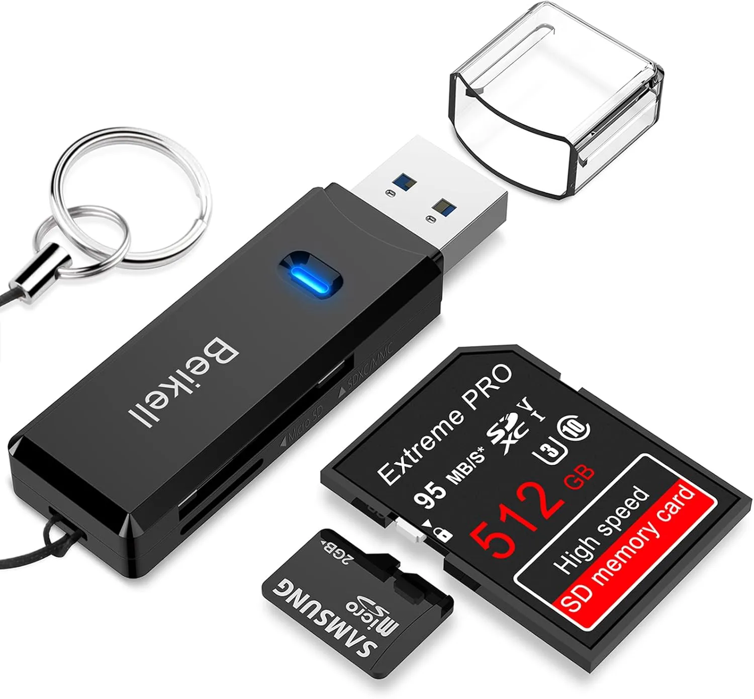 Bild von Beikell USB 3.0 Kartenleser für SD, Micro SD, TF, SDHC, SDXC und MMC, kompatibel mit Windows und Mac