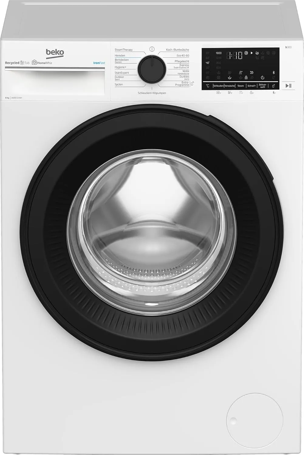 Bild von Beko B3WFR58615W Waschvollautomat mit 8 kg Fassungsvermögen, 1600 U/min Schleuderdrehzahl, Dampffunktion, allergikergeeigneter Schontrommel und Bluetooth-Steuerung in Weiß