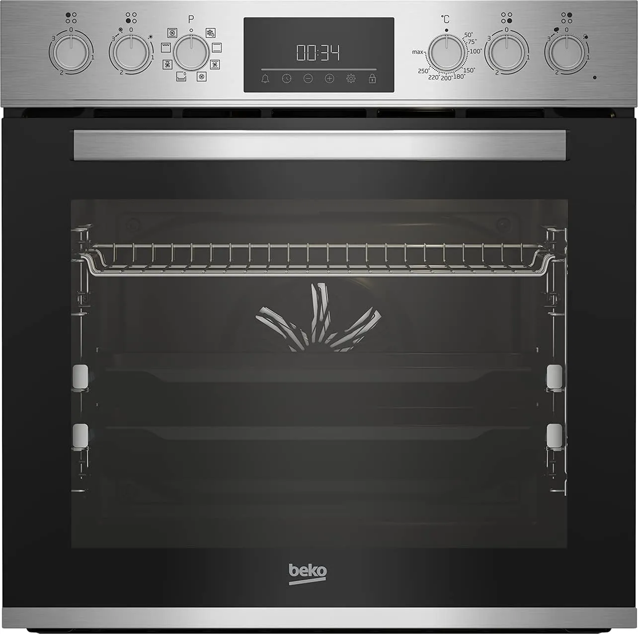 Bild von Beko BBUM12328X Einbauherdset mit Glaskeramik-Kochfeld, 8 Heizarten und SteamShine-Reinigungsfunktion aus Edelstahl